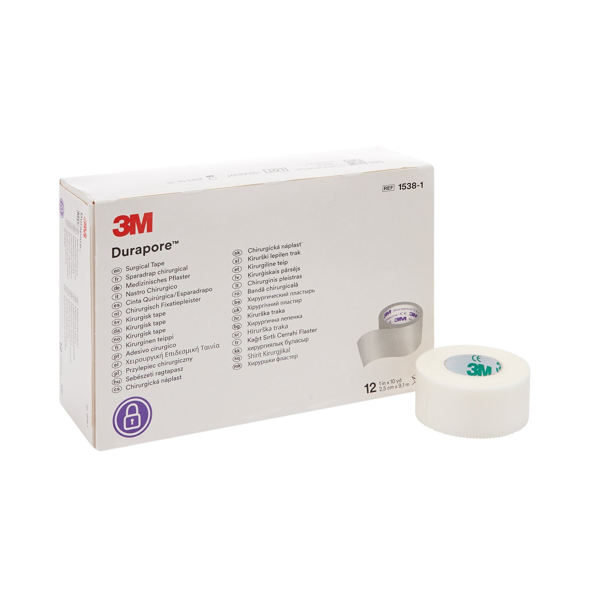 3M Durapore Medical Tape: Silk-Like Cloth, 1"x10yd, Hypoallergenic