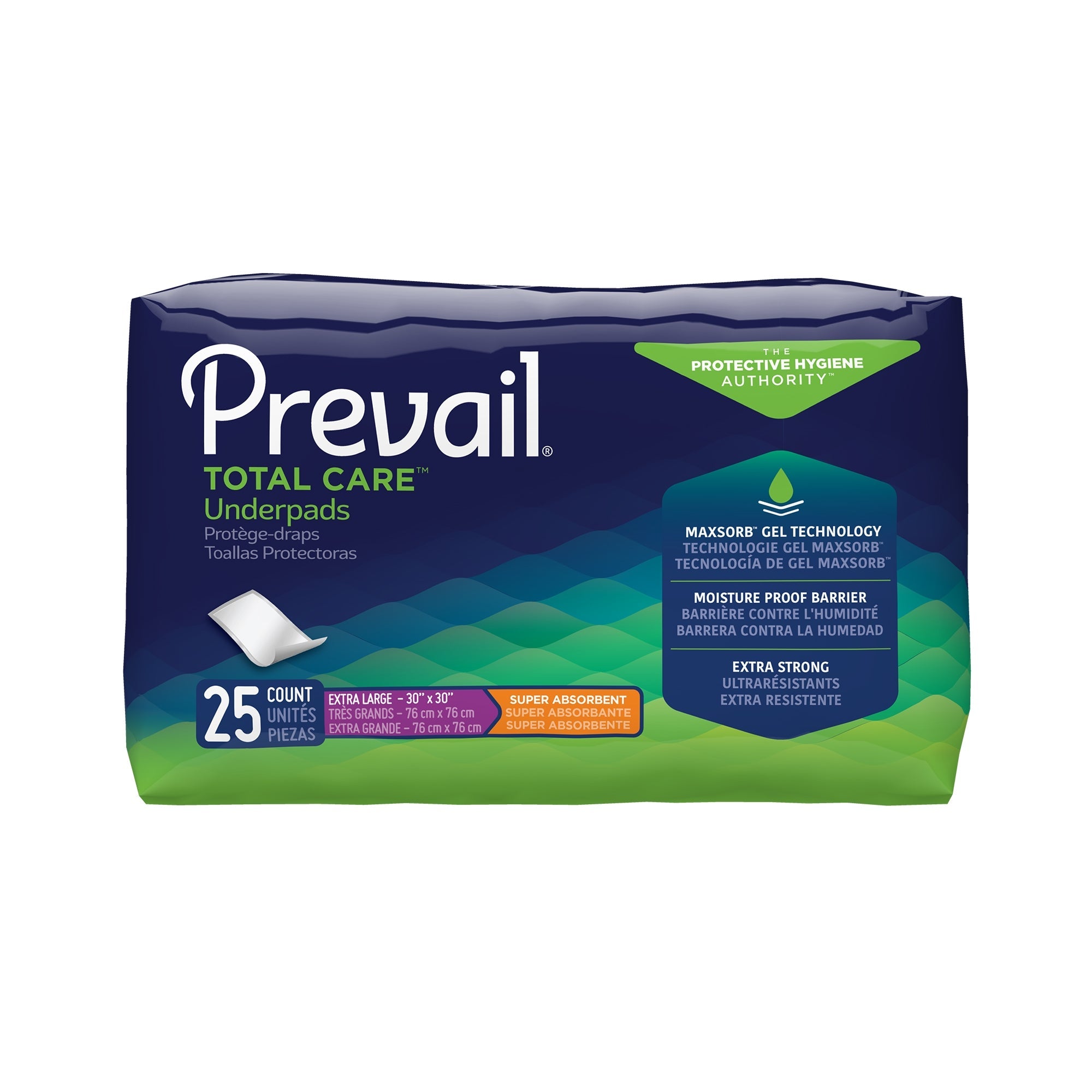 Prevail® Total Care™ Heavy Absorbency Underpads, 30x36", 25-Pack