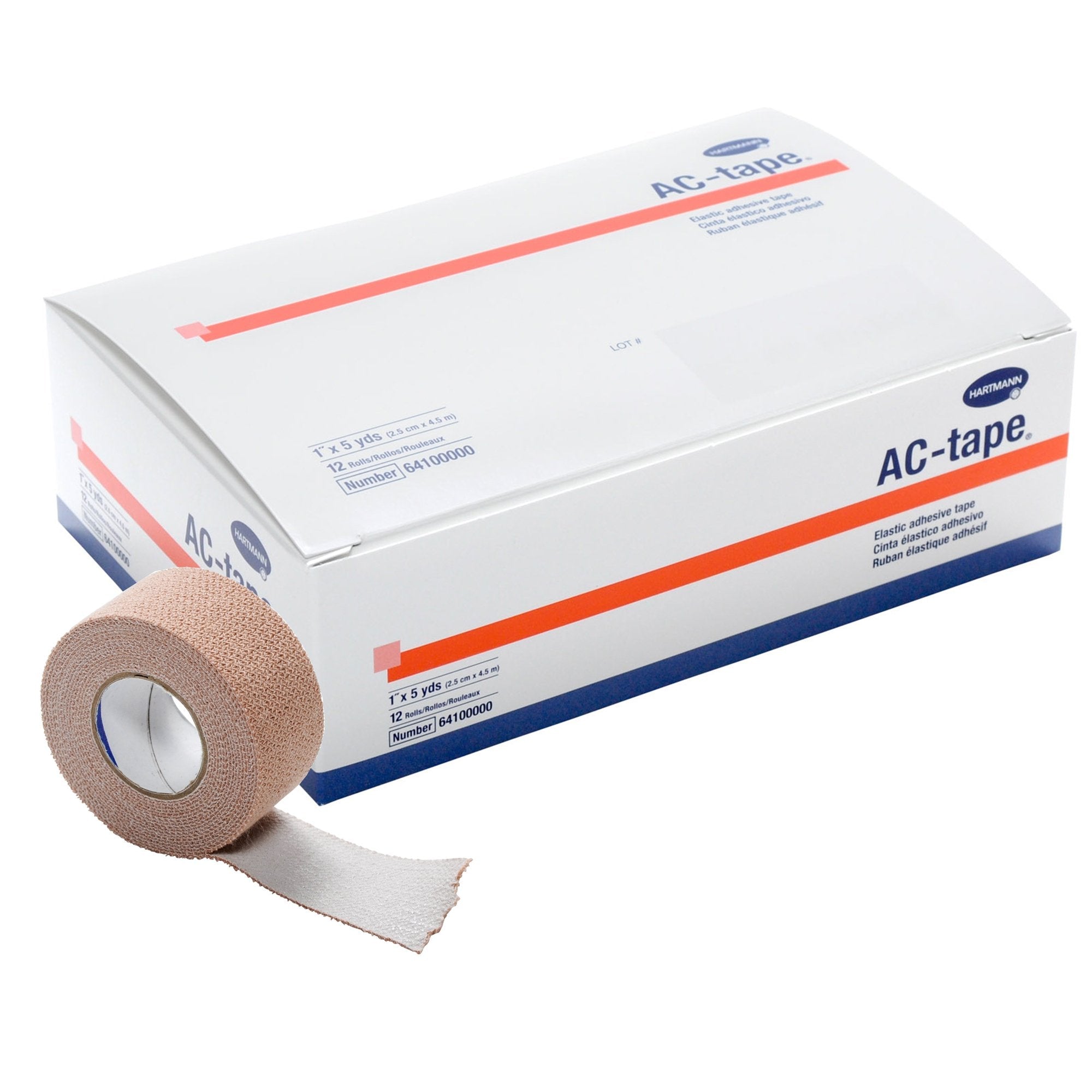 AC-tape® Cotton Elastic Tape, 1 Inch x 5 Yard, Tan (12 Units)