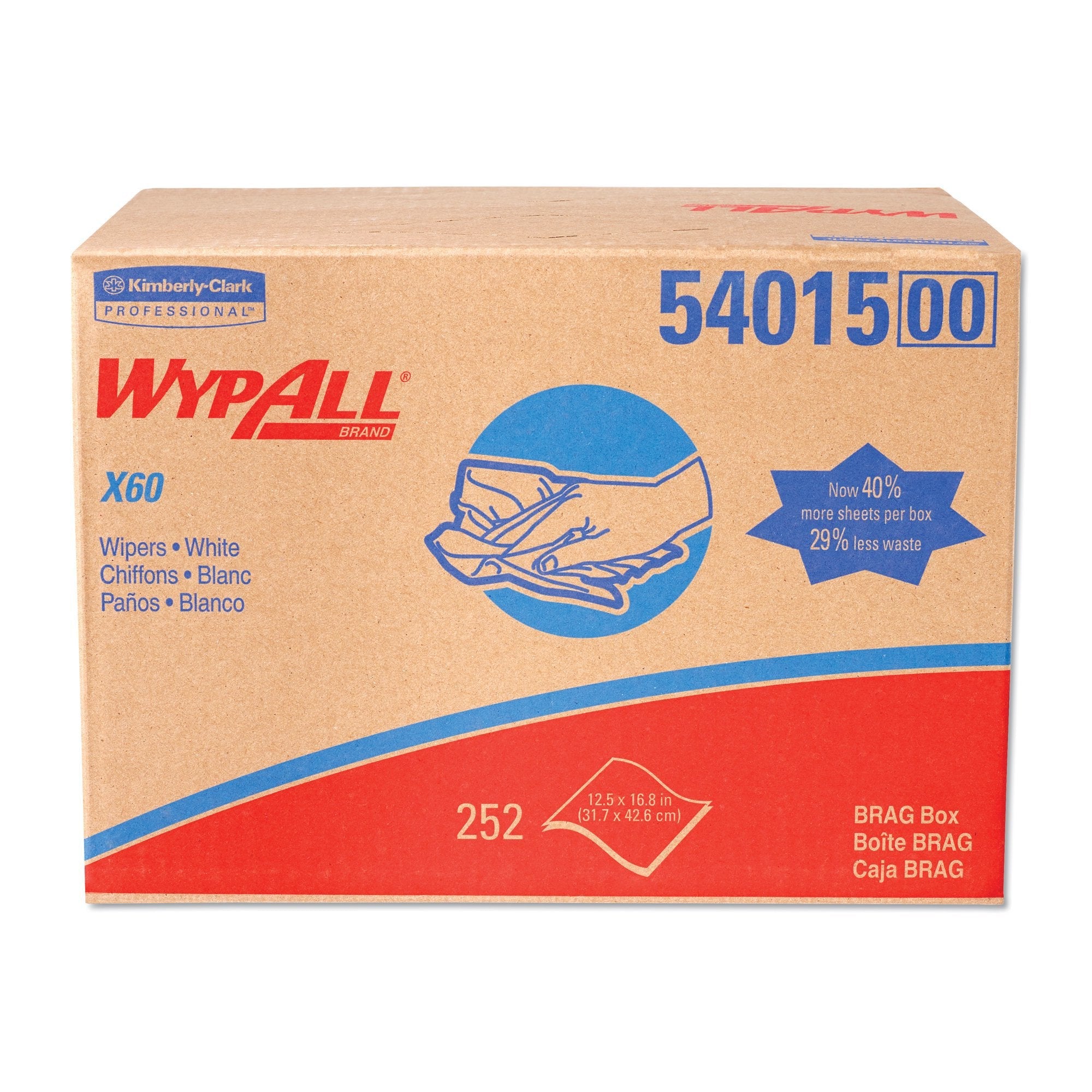 Task Wipe WypAll® X60 White NonSterile Hydroknit Fabric 12-1/2 X 16-4/5 Inch Disposable (252 Units)