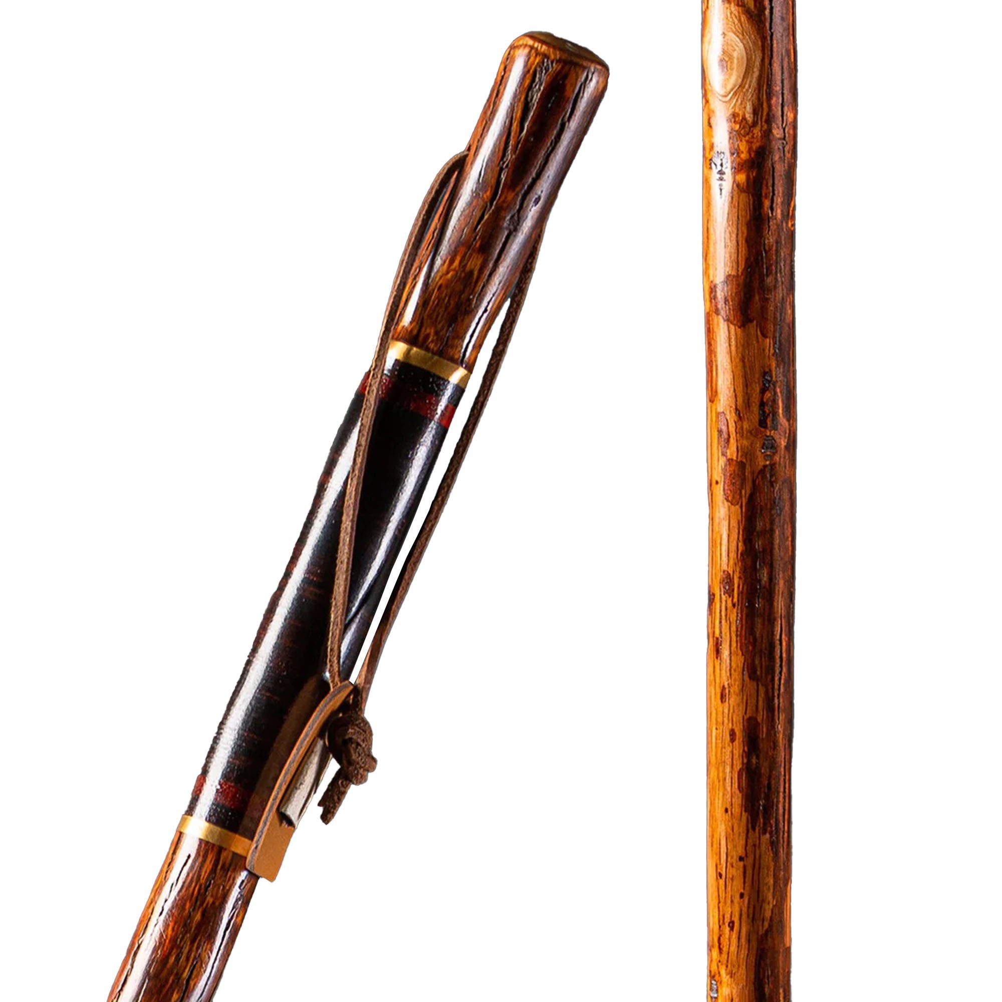 Brazos™ Exotic Leather Safari Hickory Rustic Walking Stick, 55-Inch (1 Unit)