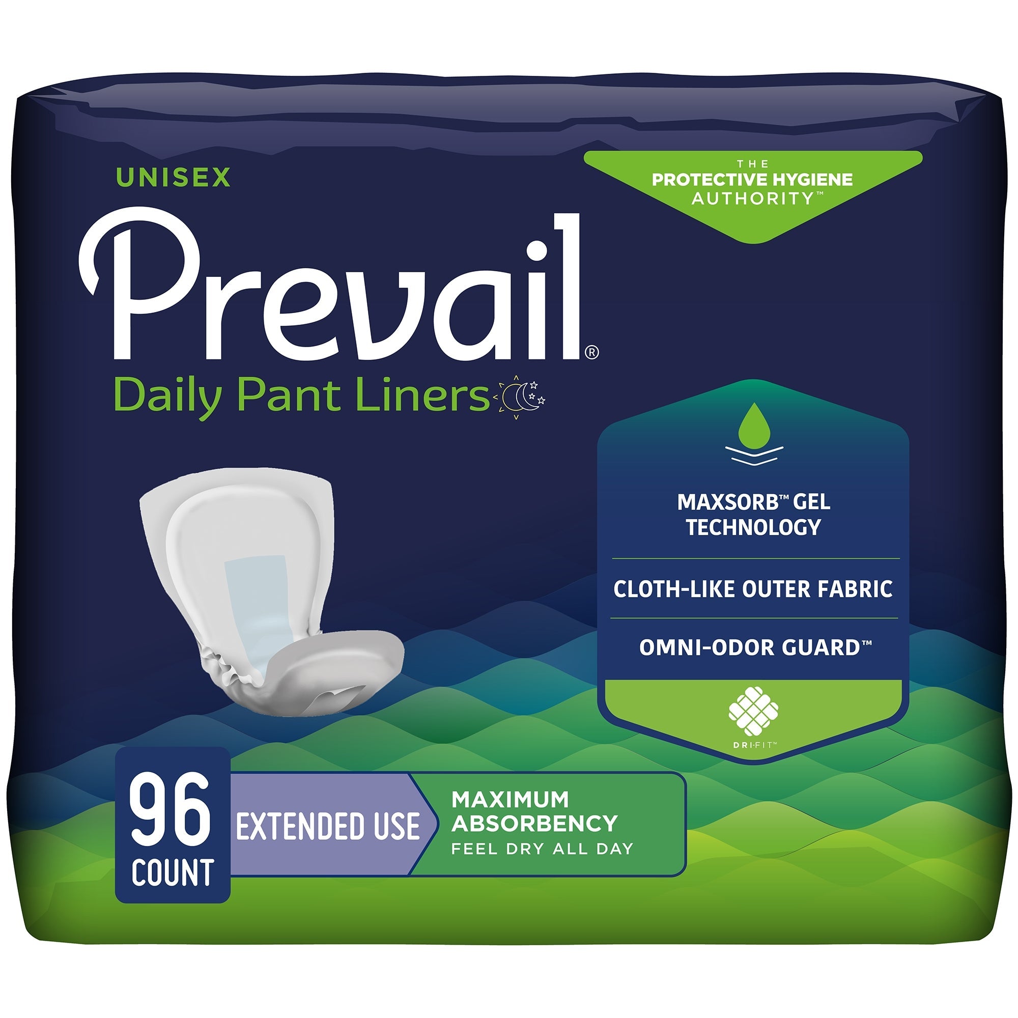 Prevail® Daily Pant Liners - Moderate Absorbency, 28" Length, 16-Pack