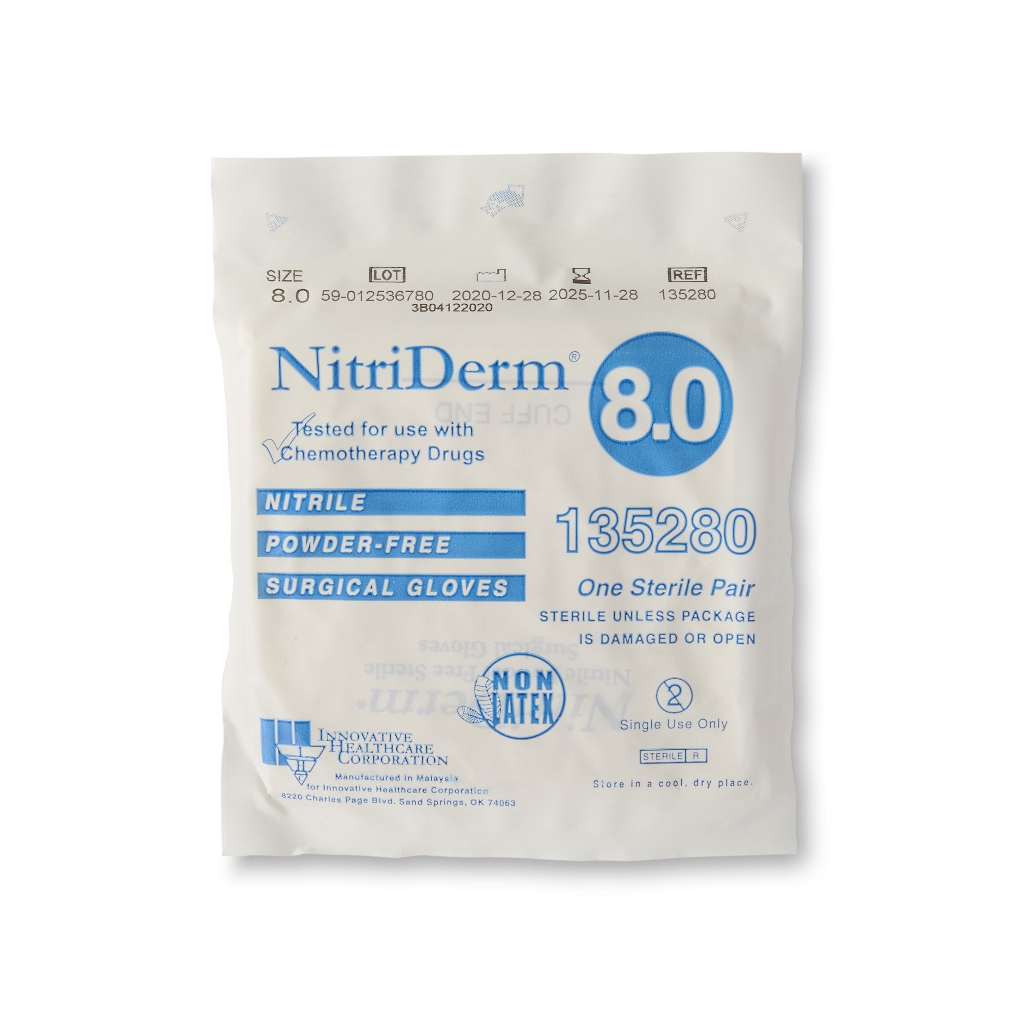 NitriDerm® Nitrile Surgical Glove, Size 8, White (200 Units)