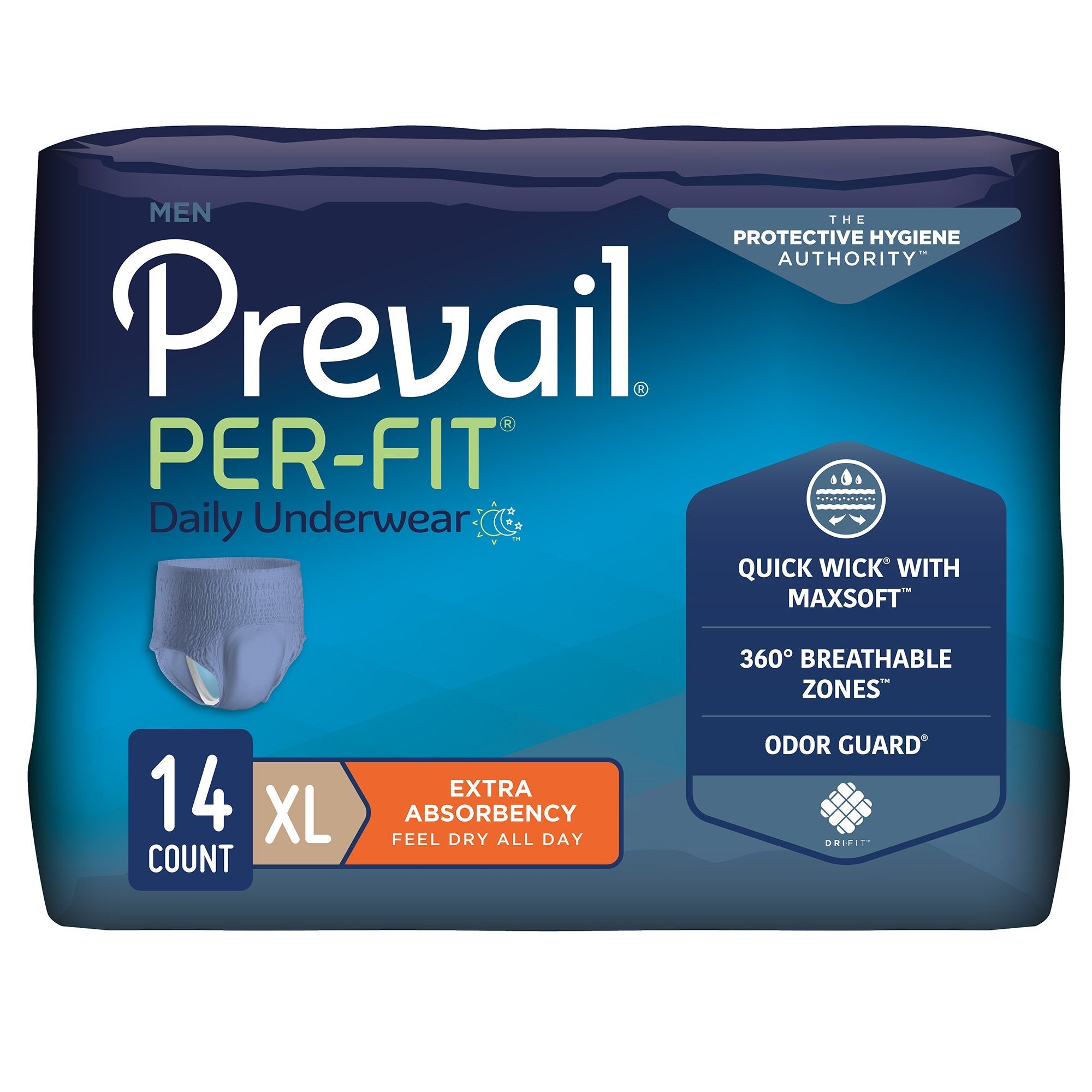 Prevail® Per-Fit® Men Adult Moderate Absorbent Underwear, X-Large, White (14 Units)