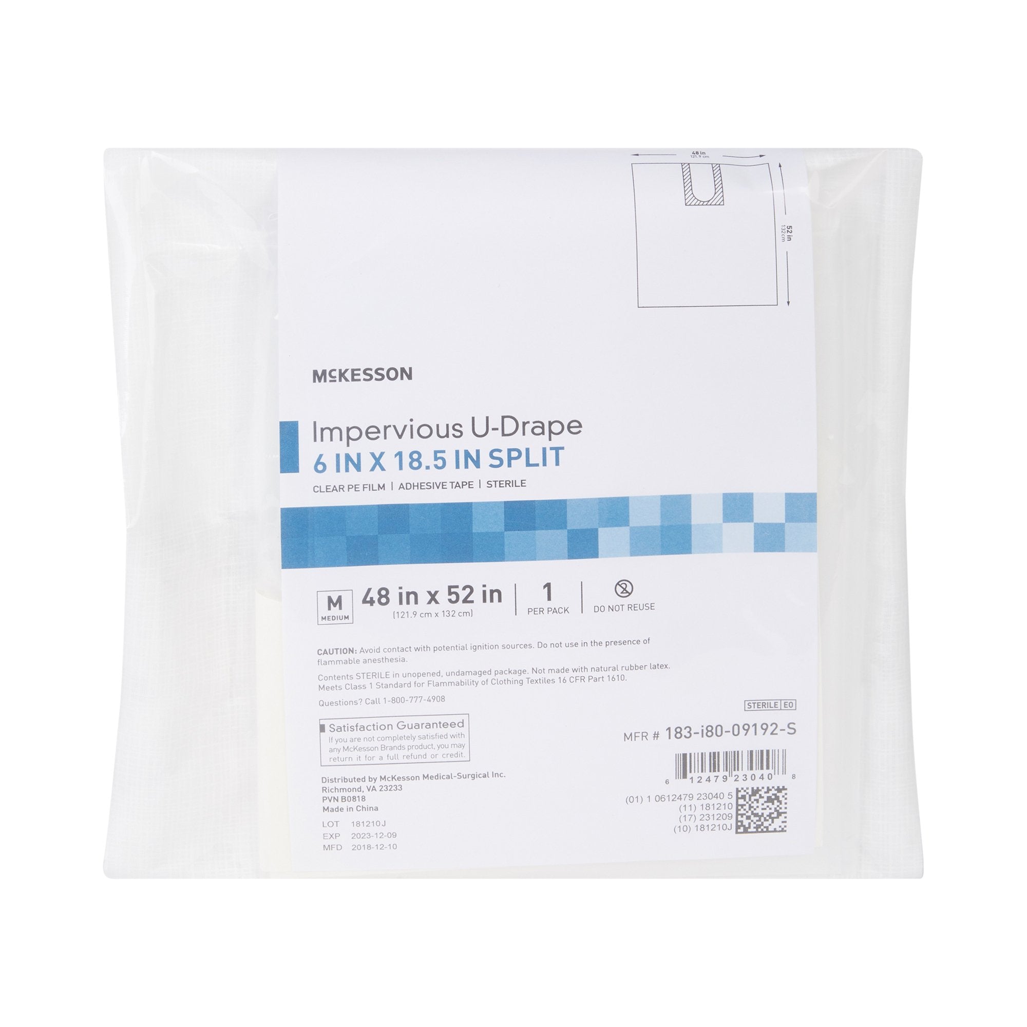 McKesson Impervious U-Drape, 52 x 48 Inch (1 Unit)