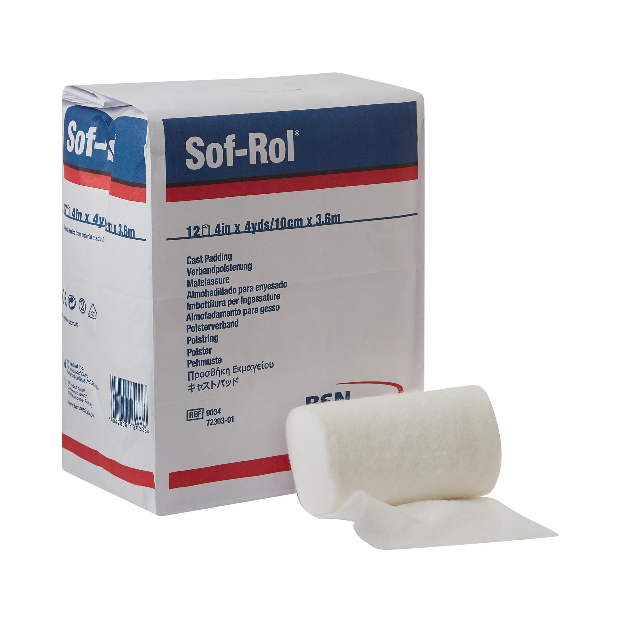 Sof-Rol® White Rayon Undercast Cast Padding, 4 Inch x 4 Yard (12 Units)