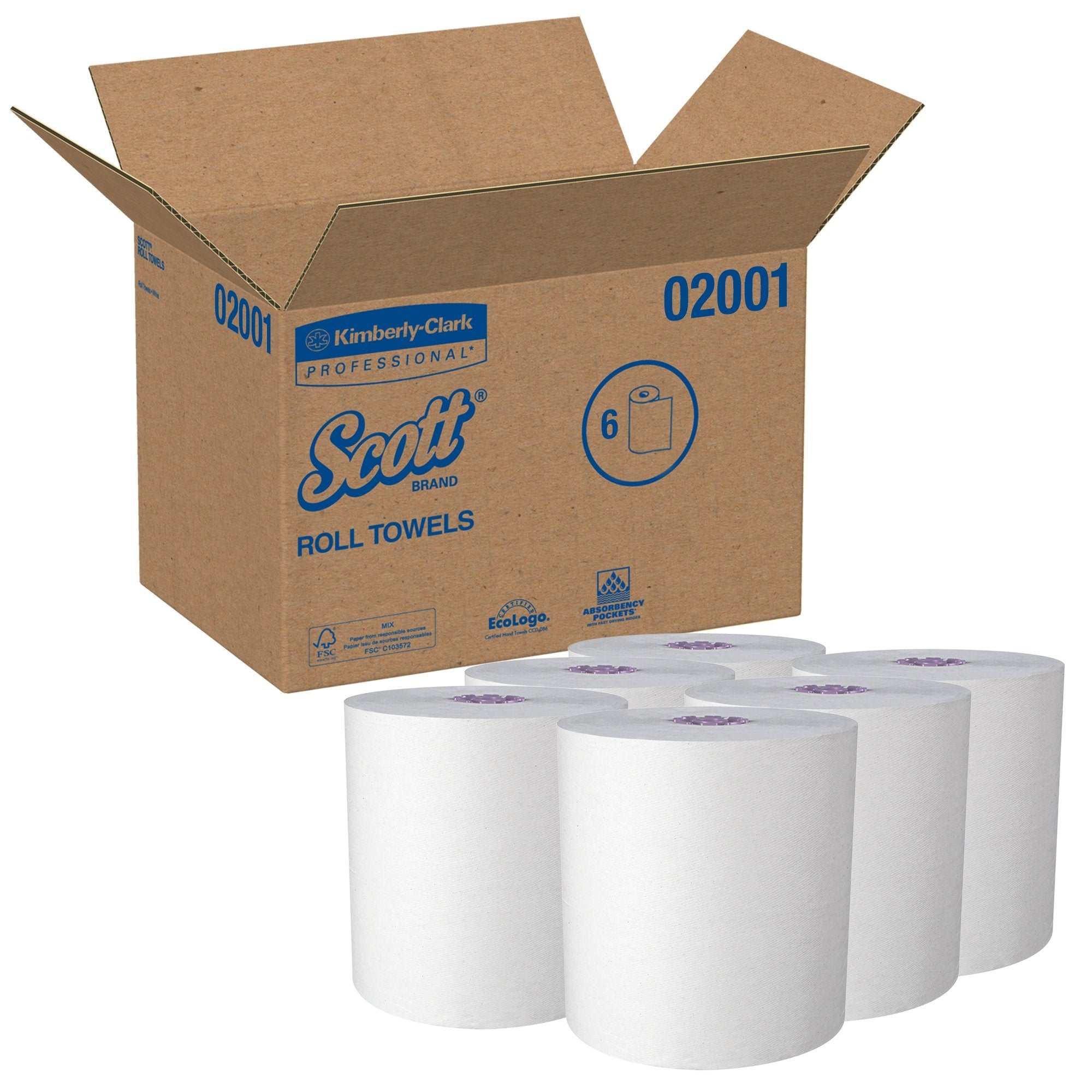 Scott® Essential White Paper Towel, 8 Inch x 950 Foot, 6 Rolls per Case (6 Units)