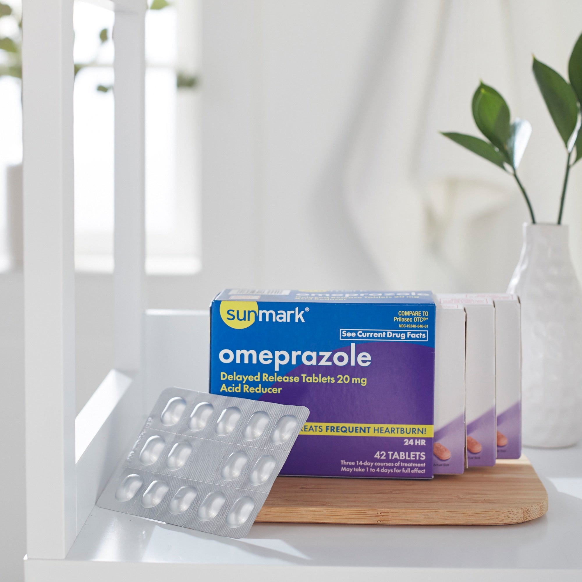 Sunmark® Omeprazole 20mg Delayed-Release Antacid, 42 Tablets