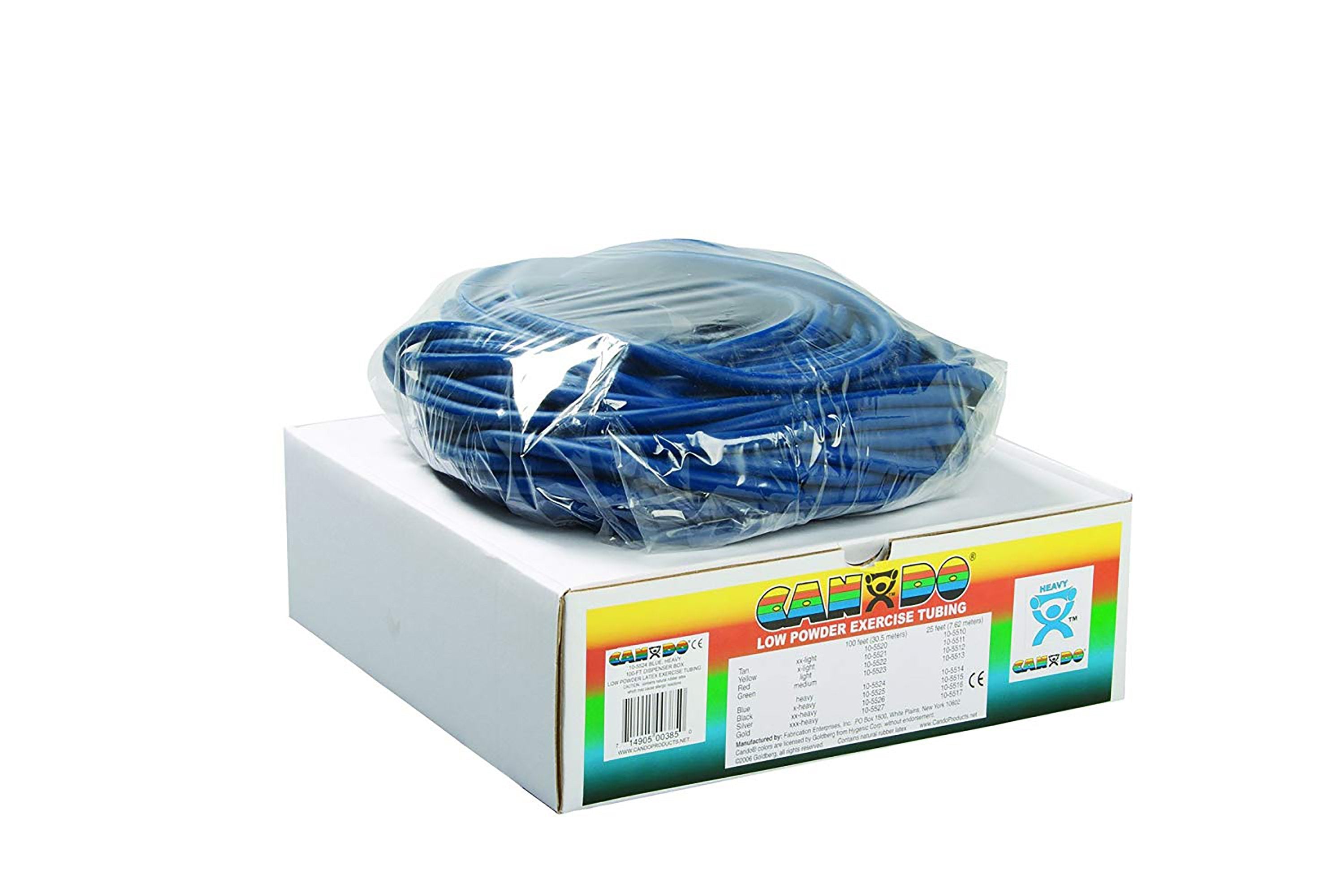 CanDo® Low Powder Exercise Resistance Tubing, Blue, 100 Foot Length, Heavy Resistance (1 Unit)