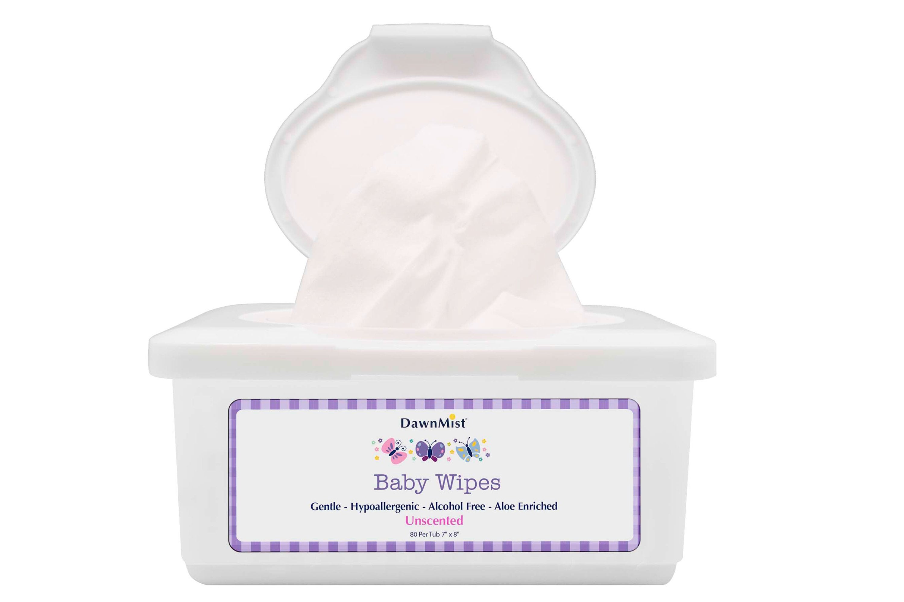 DawnMist® Unscented Baby Wipes, Tub (80 Units)