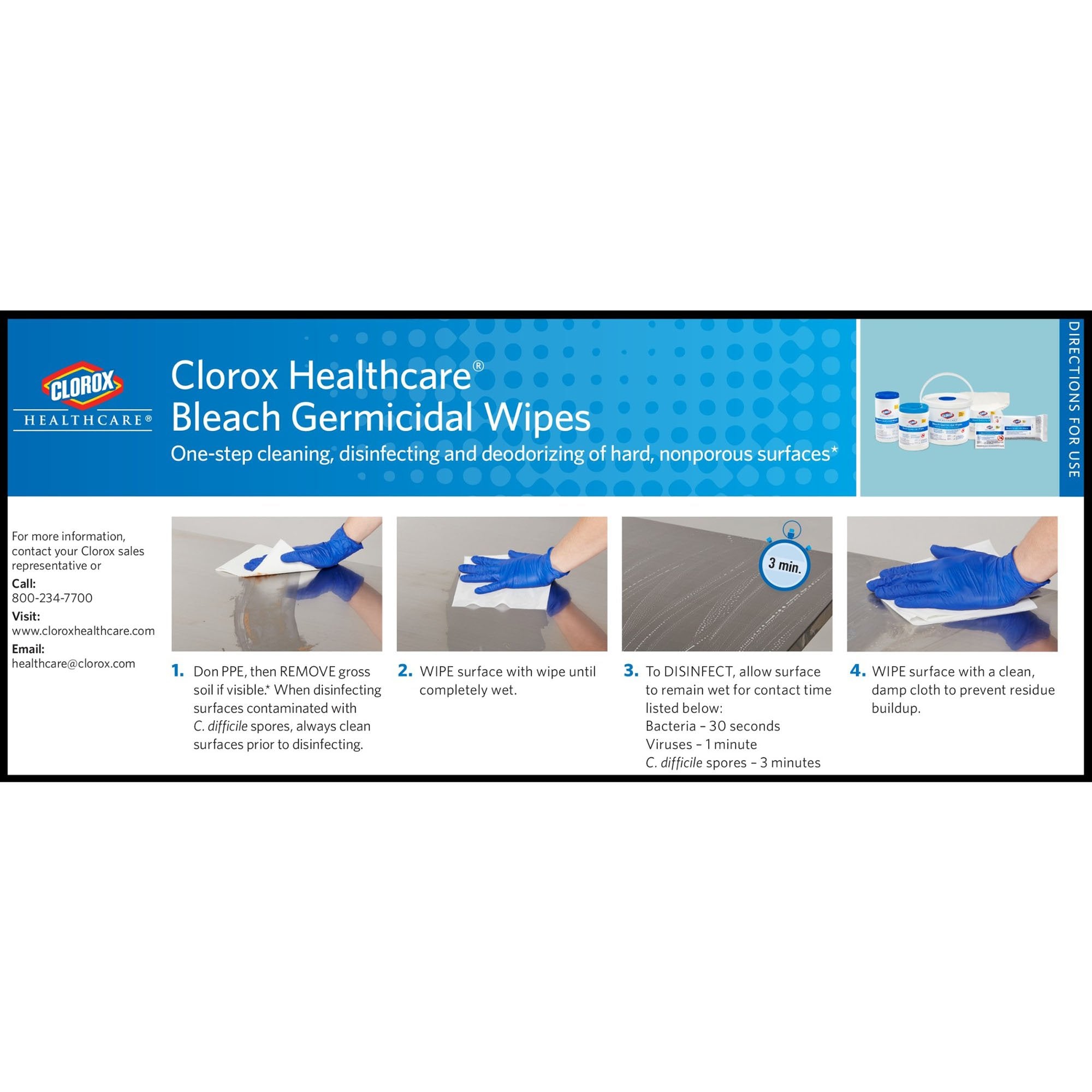 Clorox Healthcare® Bleach Germicidal Cleaner Wipes, 110 Count Refill (1 Unit)