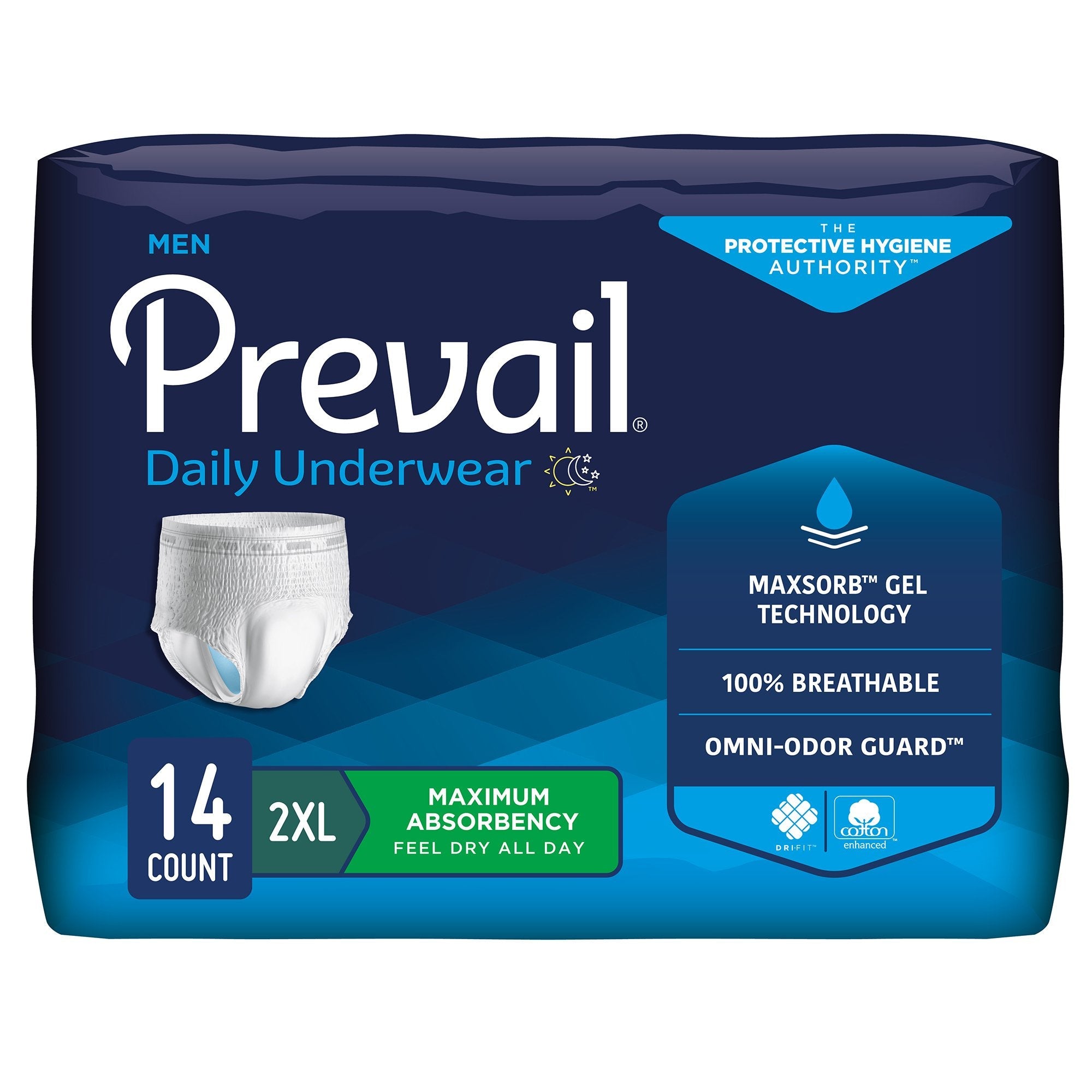 Prevail® Daily Underwear Maximum Absorbent Underwear, Extra Extra Large (14 Units)