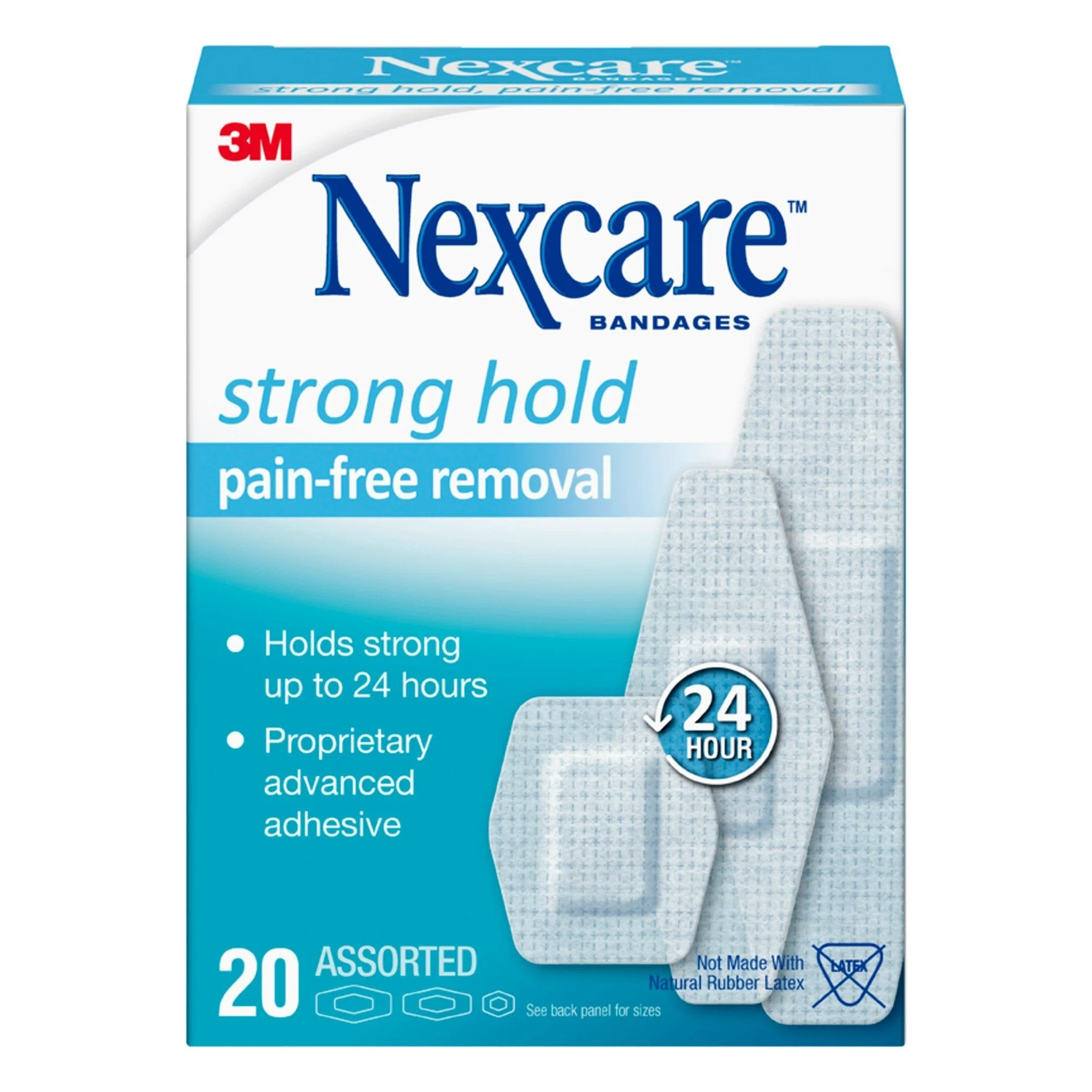 Nexcare™ Sensitive Skin White Adhesive Strip, Assorted Sizes (20 Units)