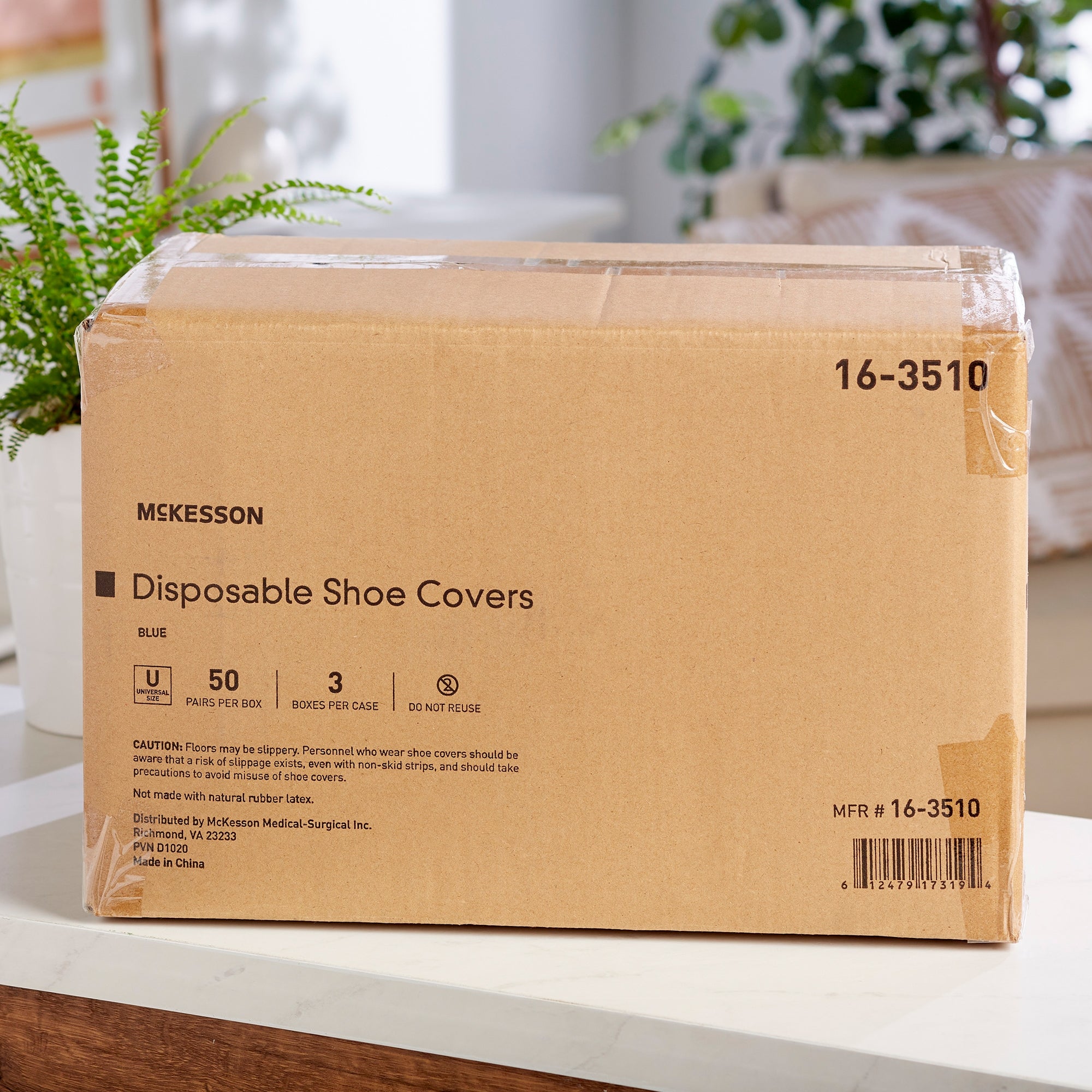 McKesson Shoe Cover, One Size Fits Most Shoe, High, Non-Skid Sole, Blue, Non-Sterile (50 Units)