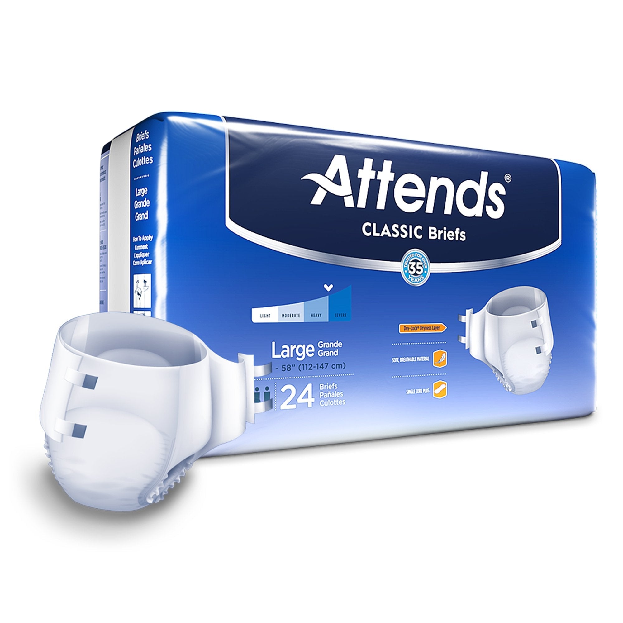 Attends® Classic Adult Heavy-Absorbent Incontinence Brief, Large, White (1 Unit)