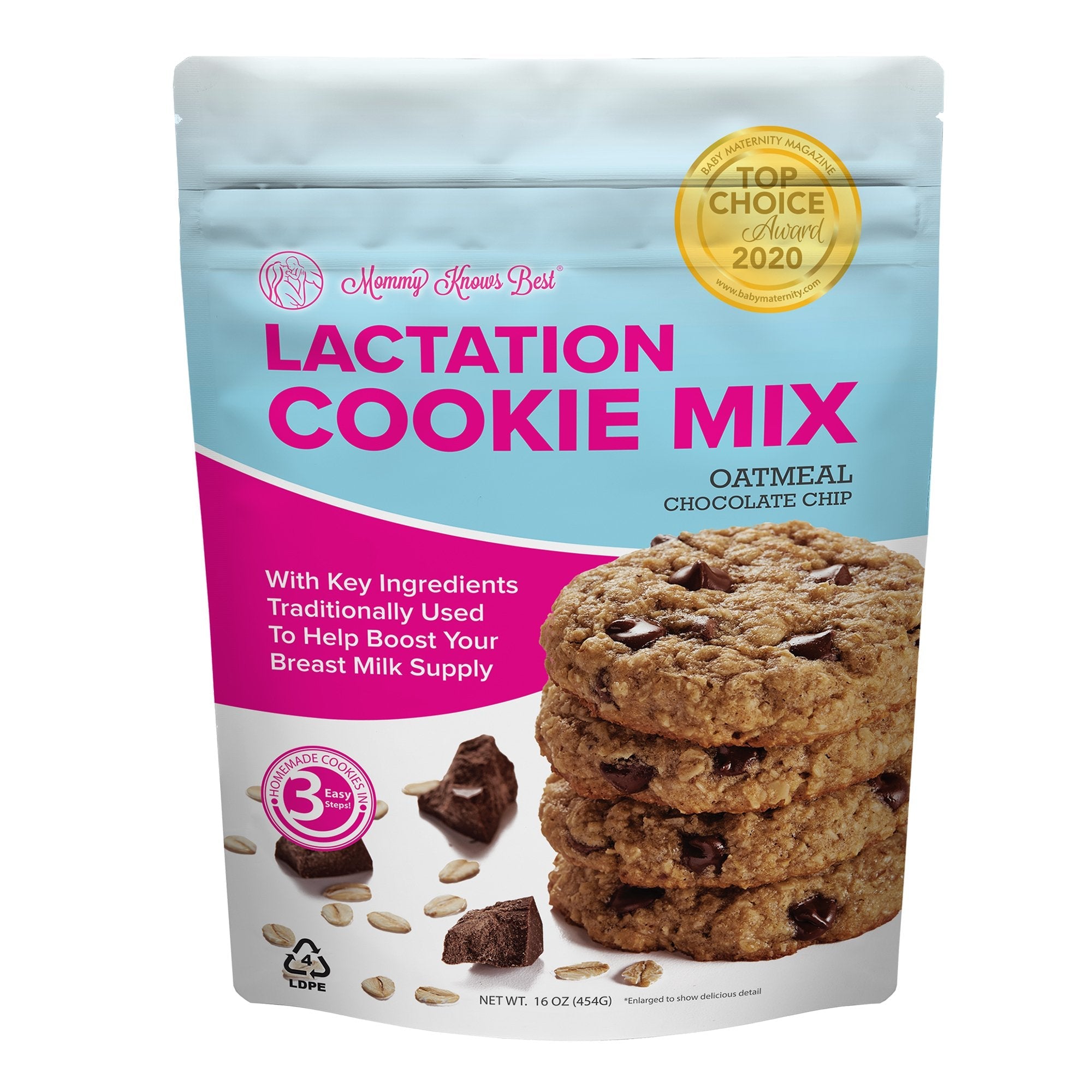 Mommy Knows Best® Lactation Oatmeal Chocolate Chip Cookie Mix, Breastfeeding Supplement (1 Unit)