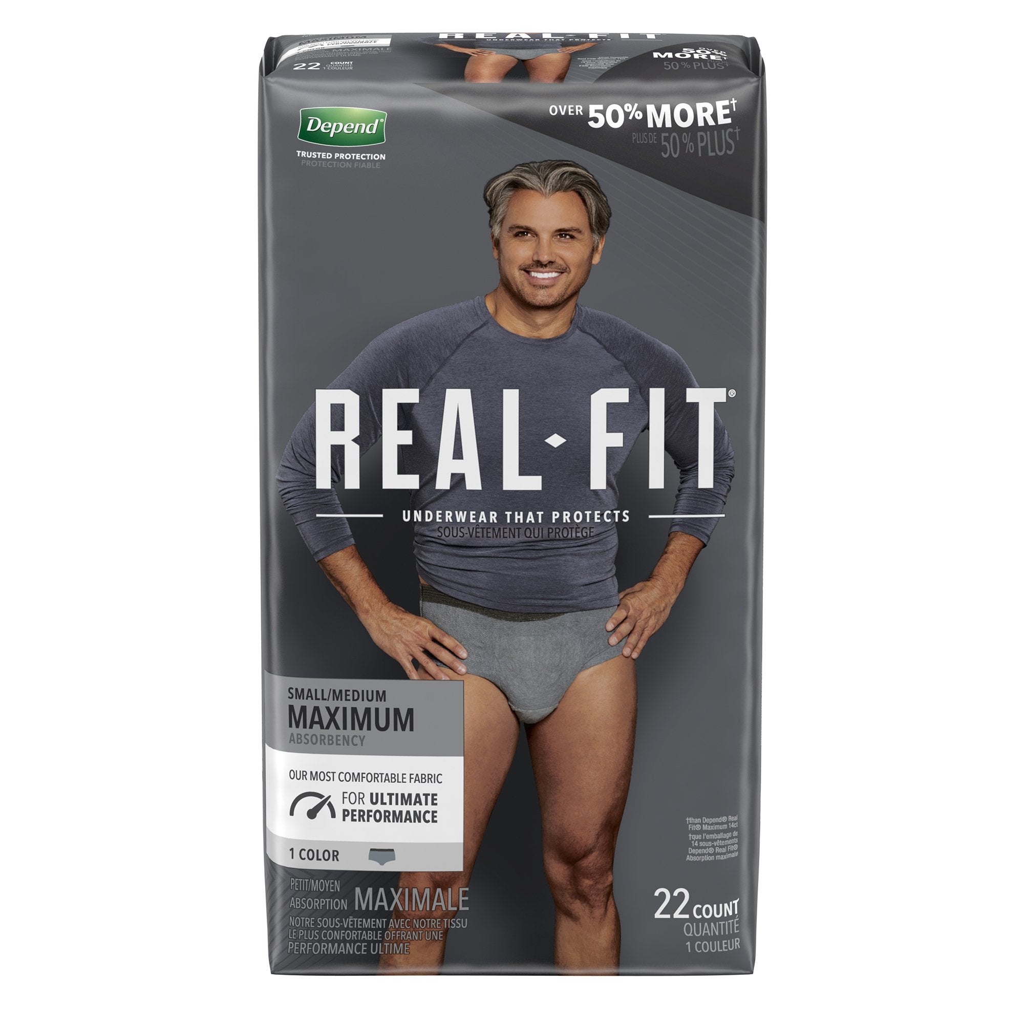 Depend® Real Fit® Maximum Absorbent Underwear, Small / Medium, 22 per Package (22 Units)