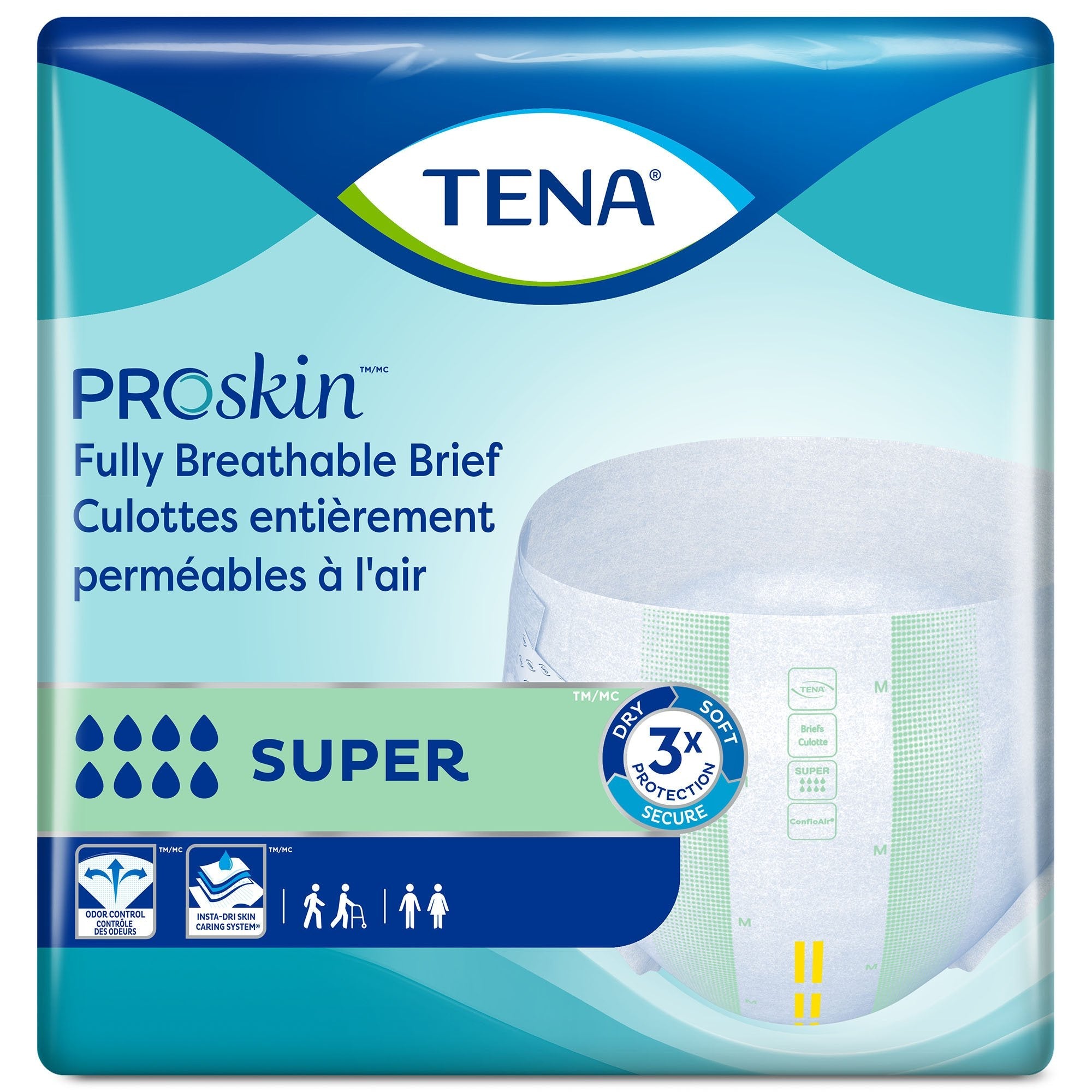 Tena Super Incontinence Briefs - Heavy Absorbency, Odor Control, Large (28 Pack)