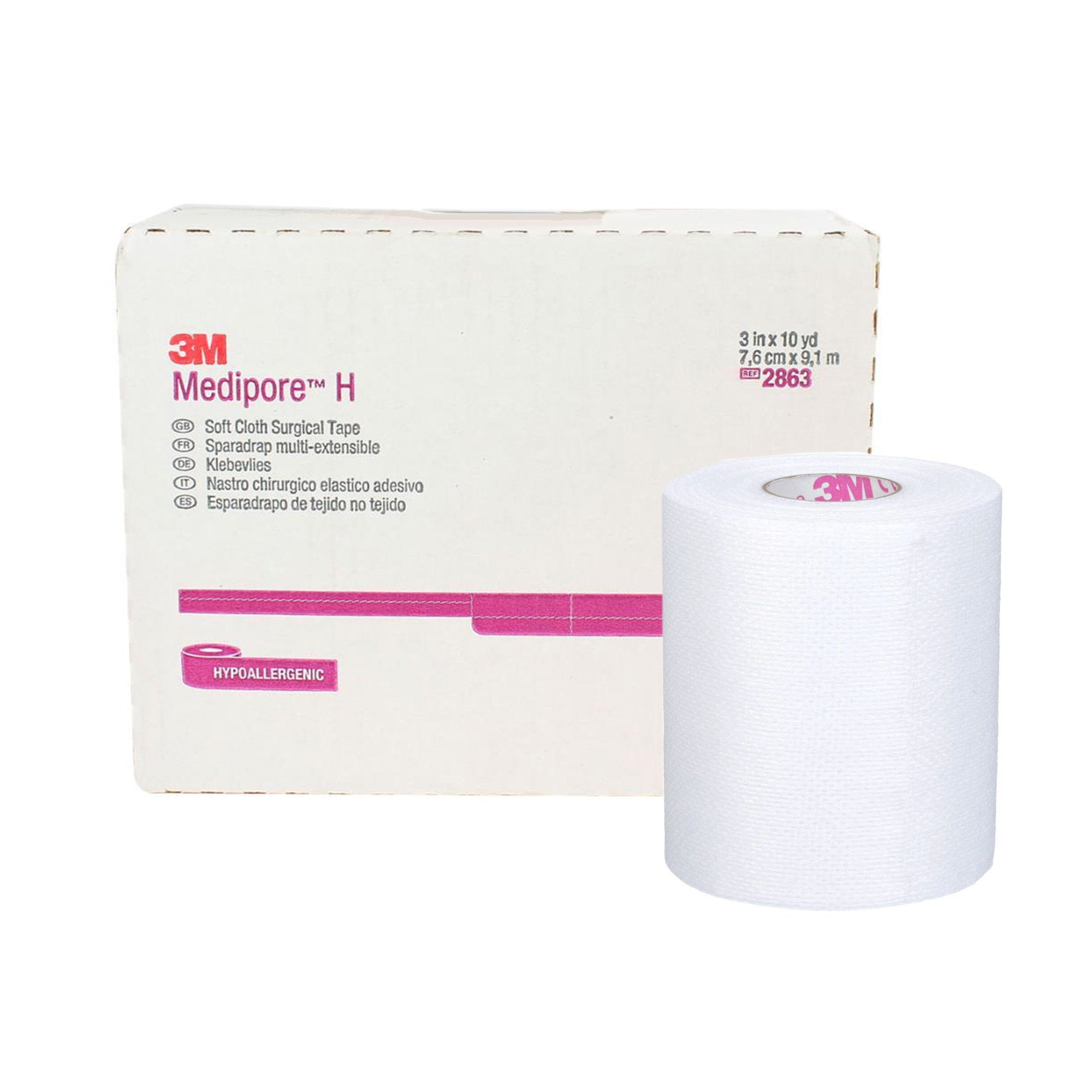 3M™ Medipore™ H Cloth Medical Tape, 3 Inch x 10 Yard, White (12 Units)