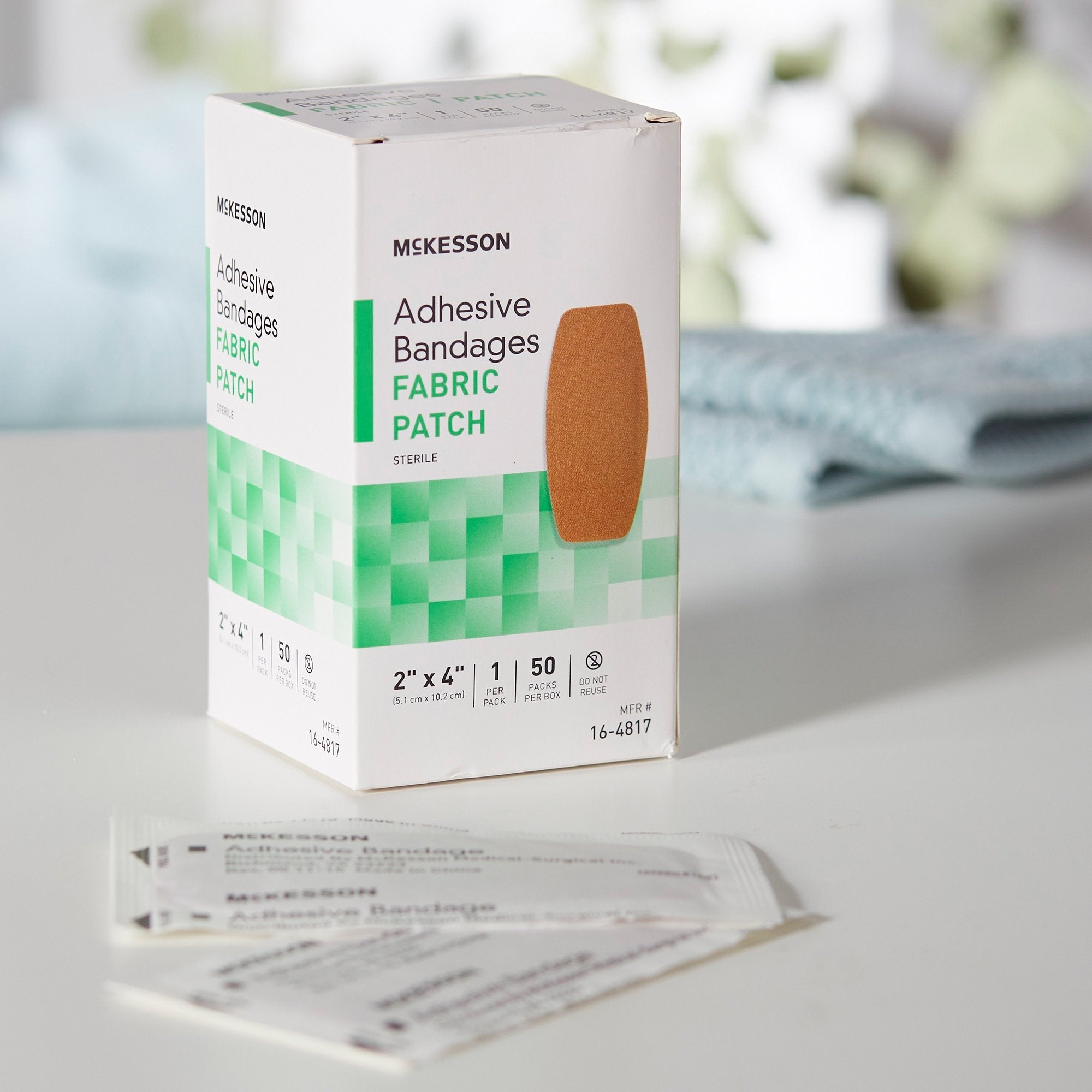 McKesson Tan Fabric Adhesive Strips 2x4" - Sterile Bandages for Wound Care