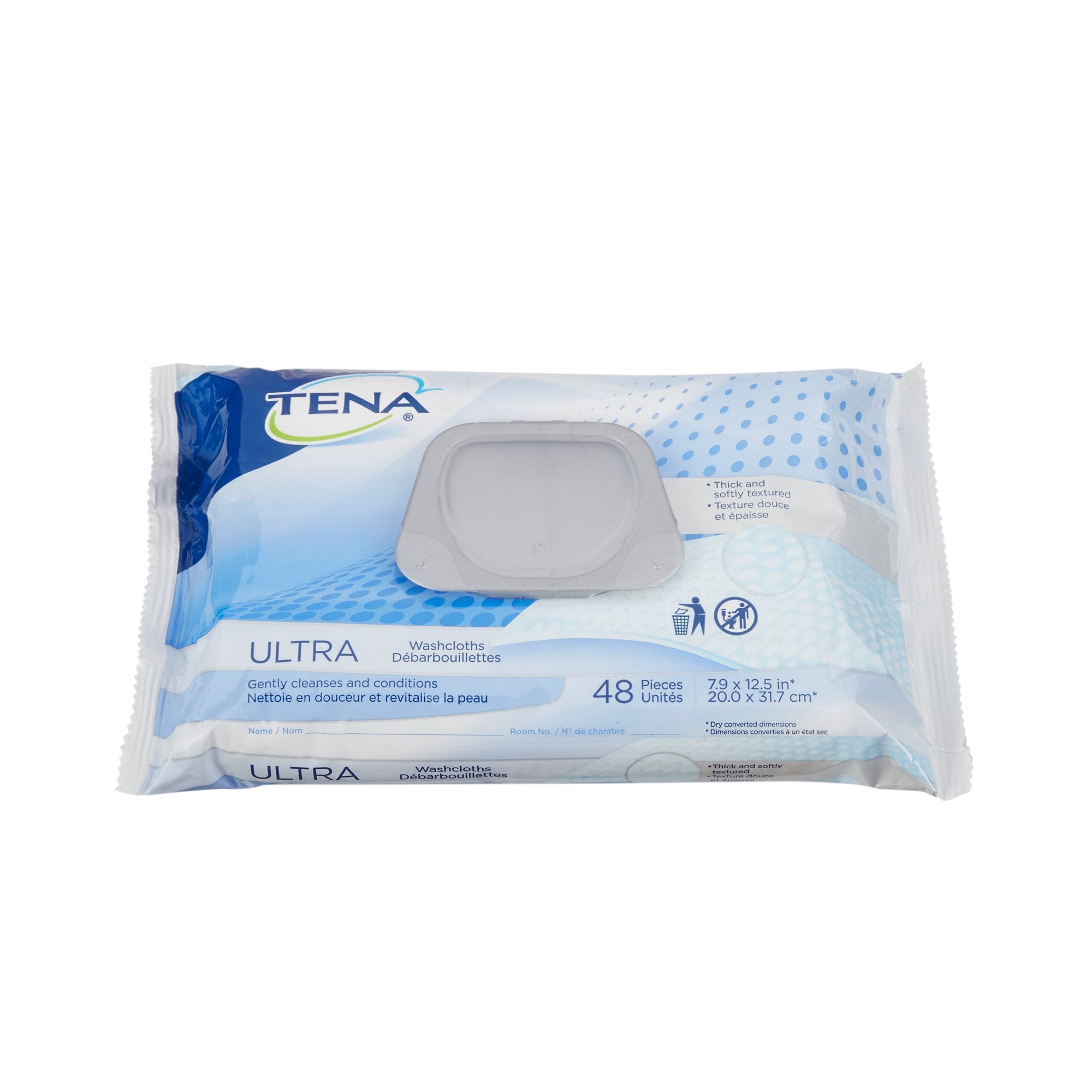 Tena® Ultra Washcloths, Disposable, Soft Pack (576 Units)