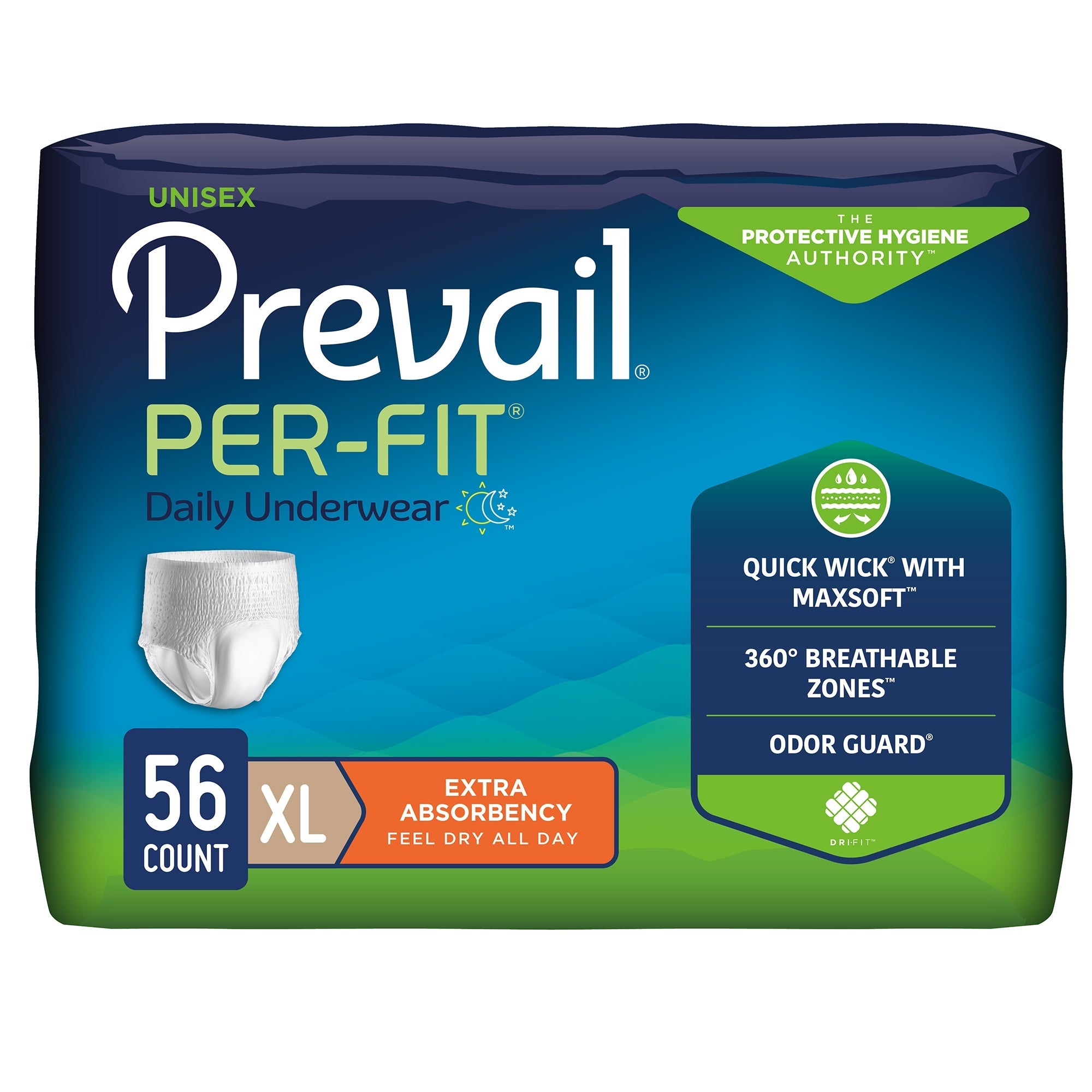 Prevail Per-Fit Extra Absorbent Underwear XL, Discreet Comfort, 14-Pack