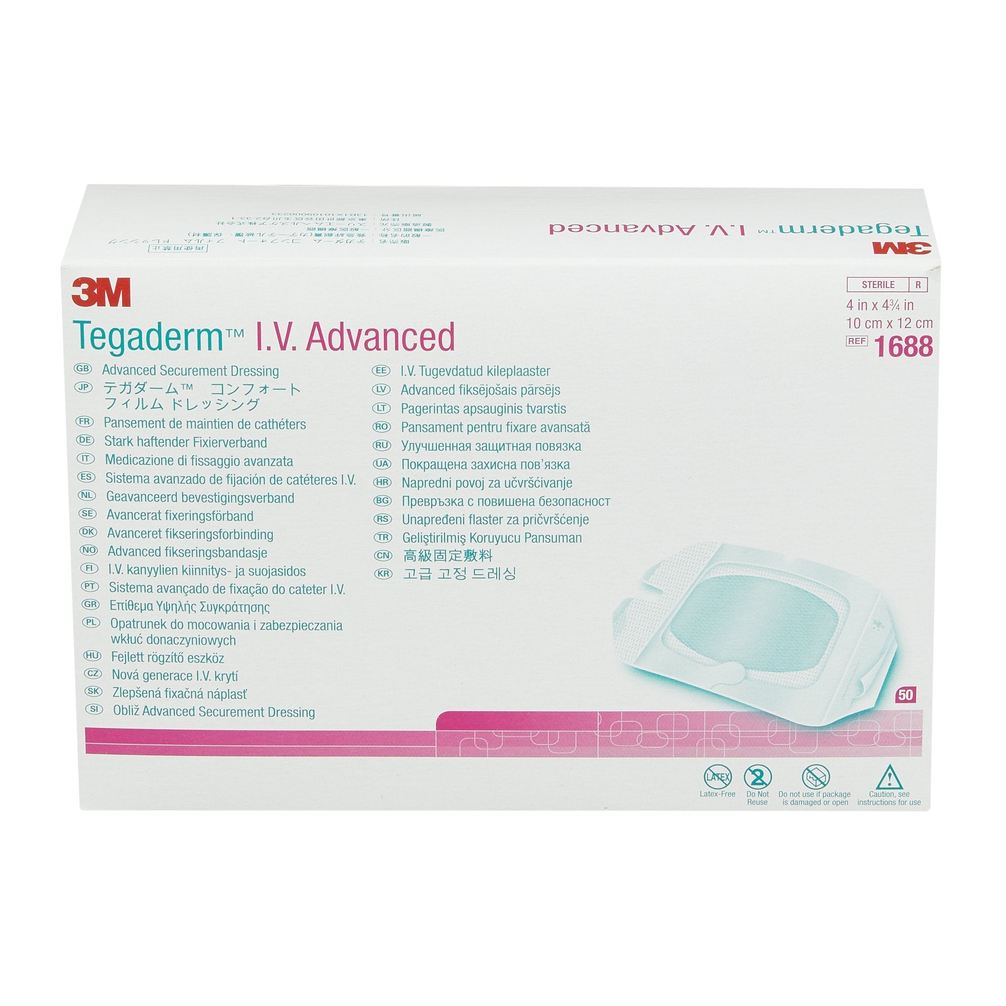 3M™ Tegaderm™ IV Advanced Securement Dressing, 4 x 4¾ Inch (50 Units)