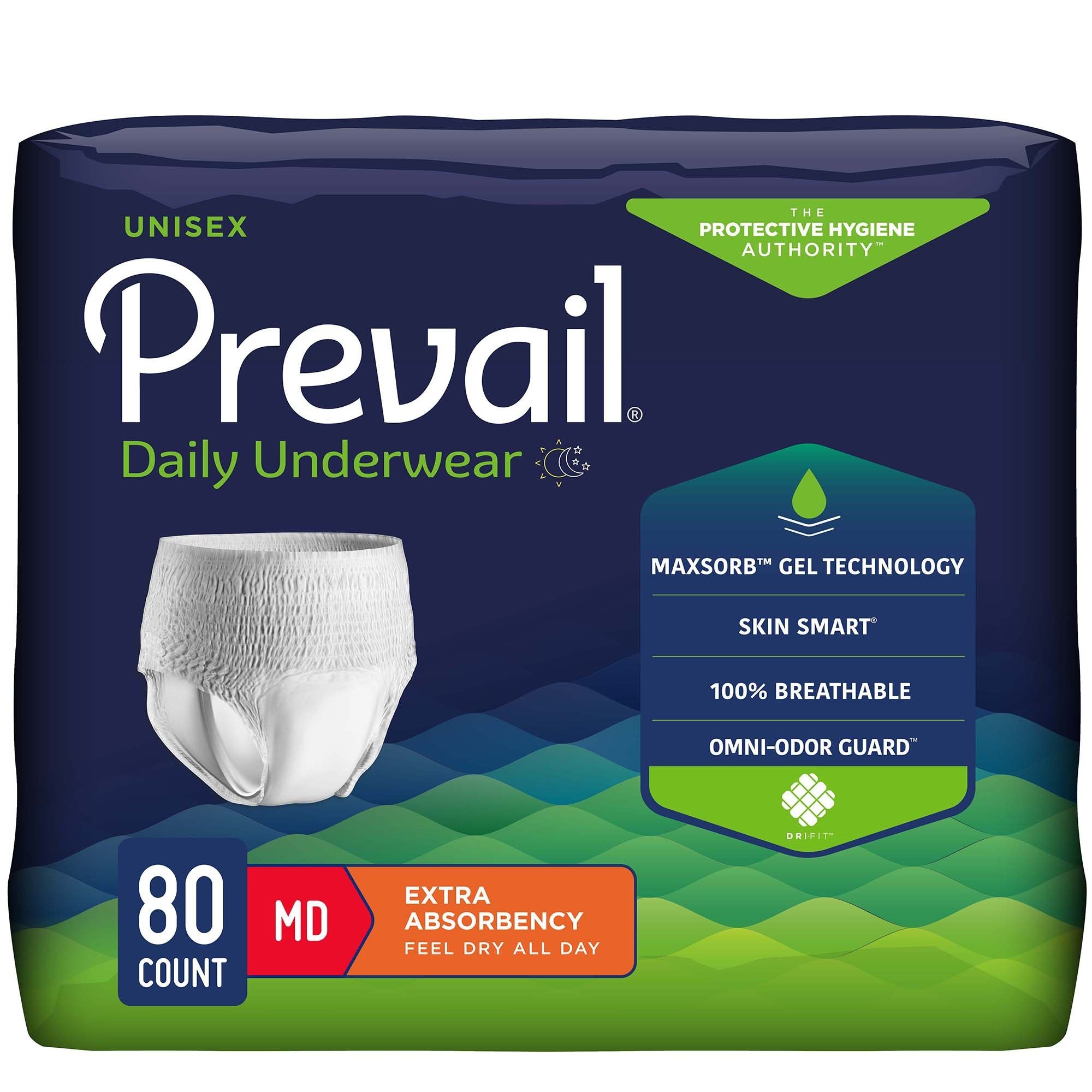 Prevail® Daily Medium Underwear - Extra Absorbent, 20-Pack Unisex