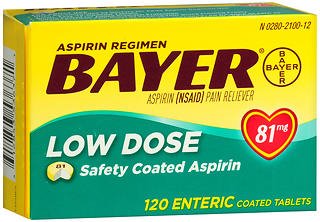 Pain Relief Bayer® 81 mg Strength Aspirin Tablet 120 per Box (120 Units)