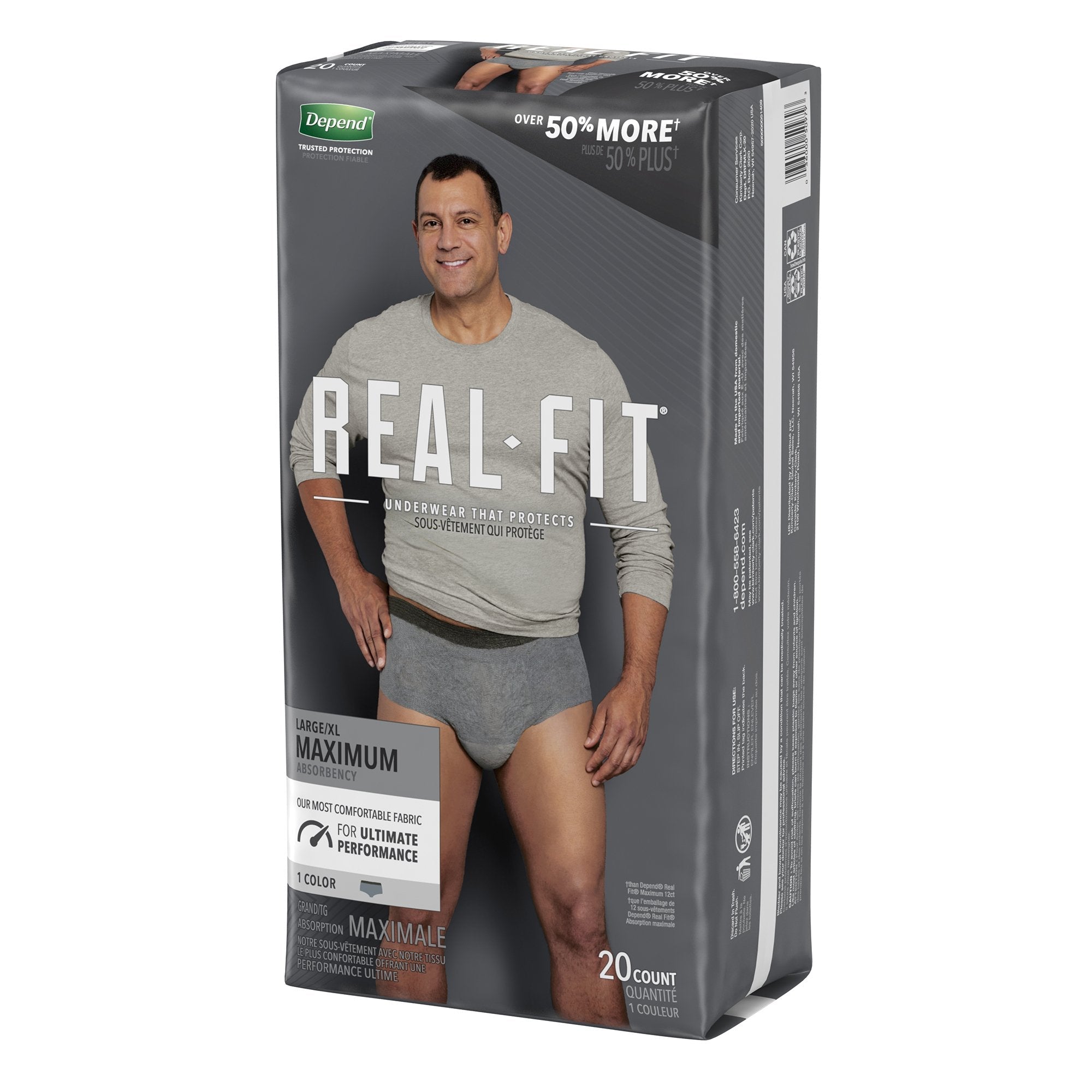 Depend® Real Fit® Maximum Absorbent Underwear, Large / Extra Large (40 Units)