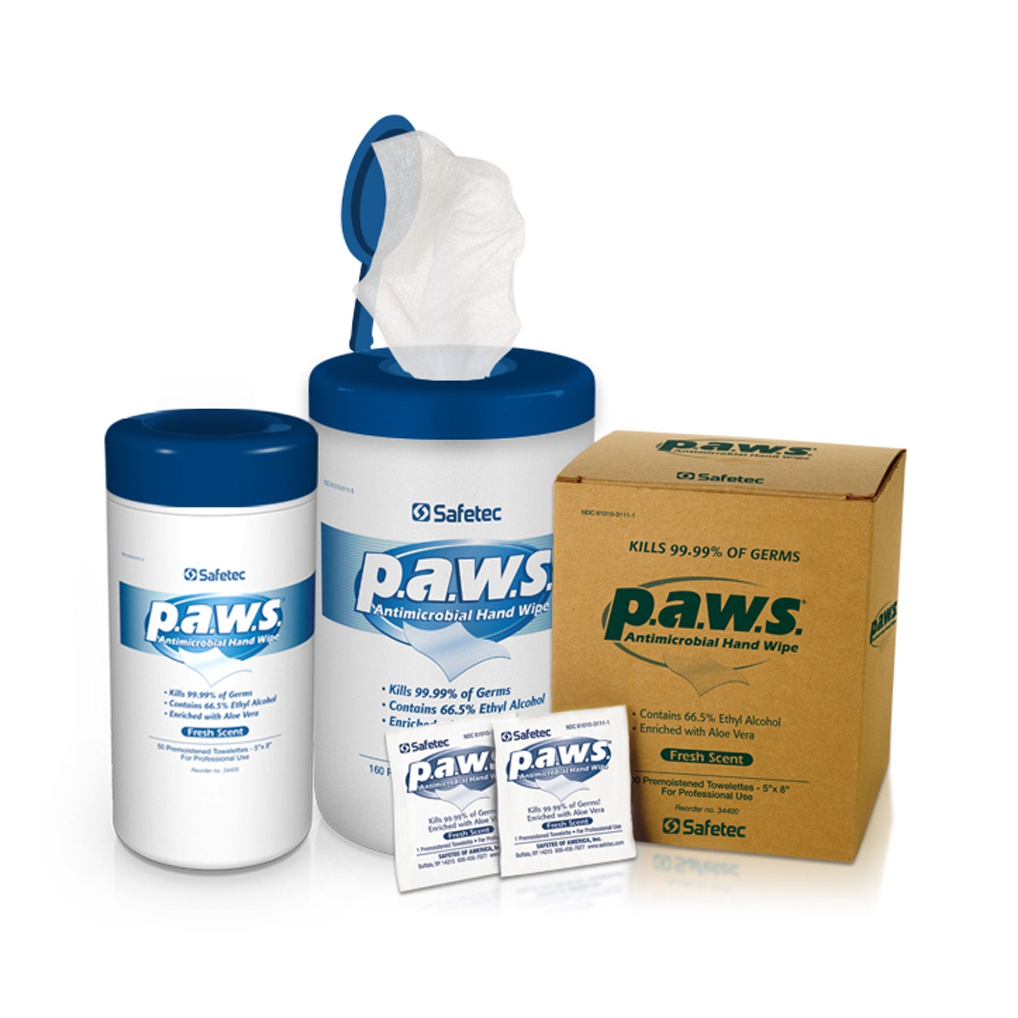 P.A.W.S. Hand Sanitizing Wipes, Individual Packets (100 Units)