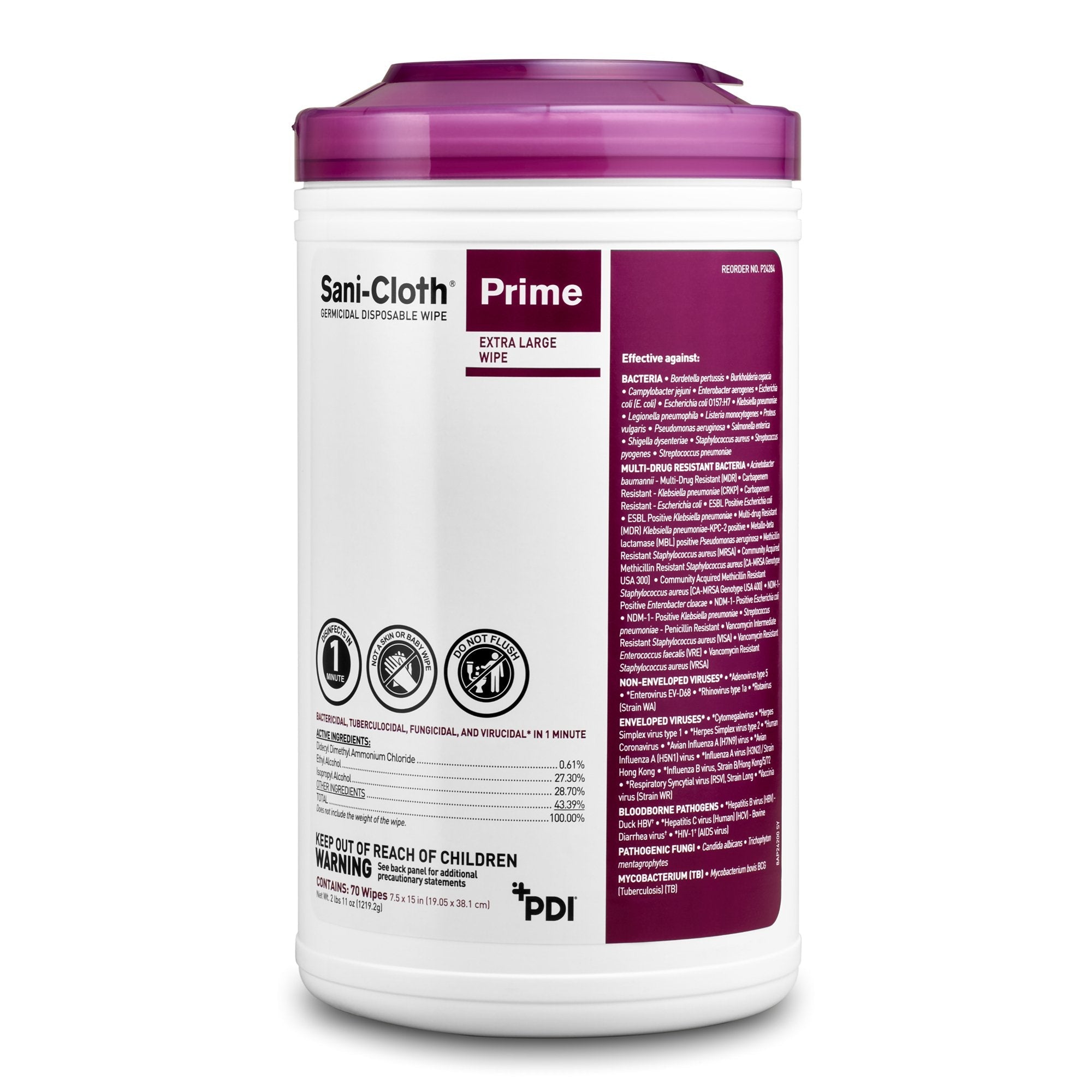 Sani-Cloth® Prime Surface Disinfectant Wipes, Extra Large (70 Units)