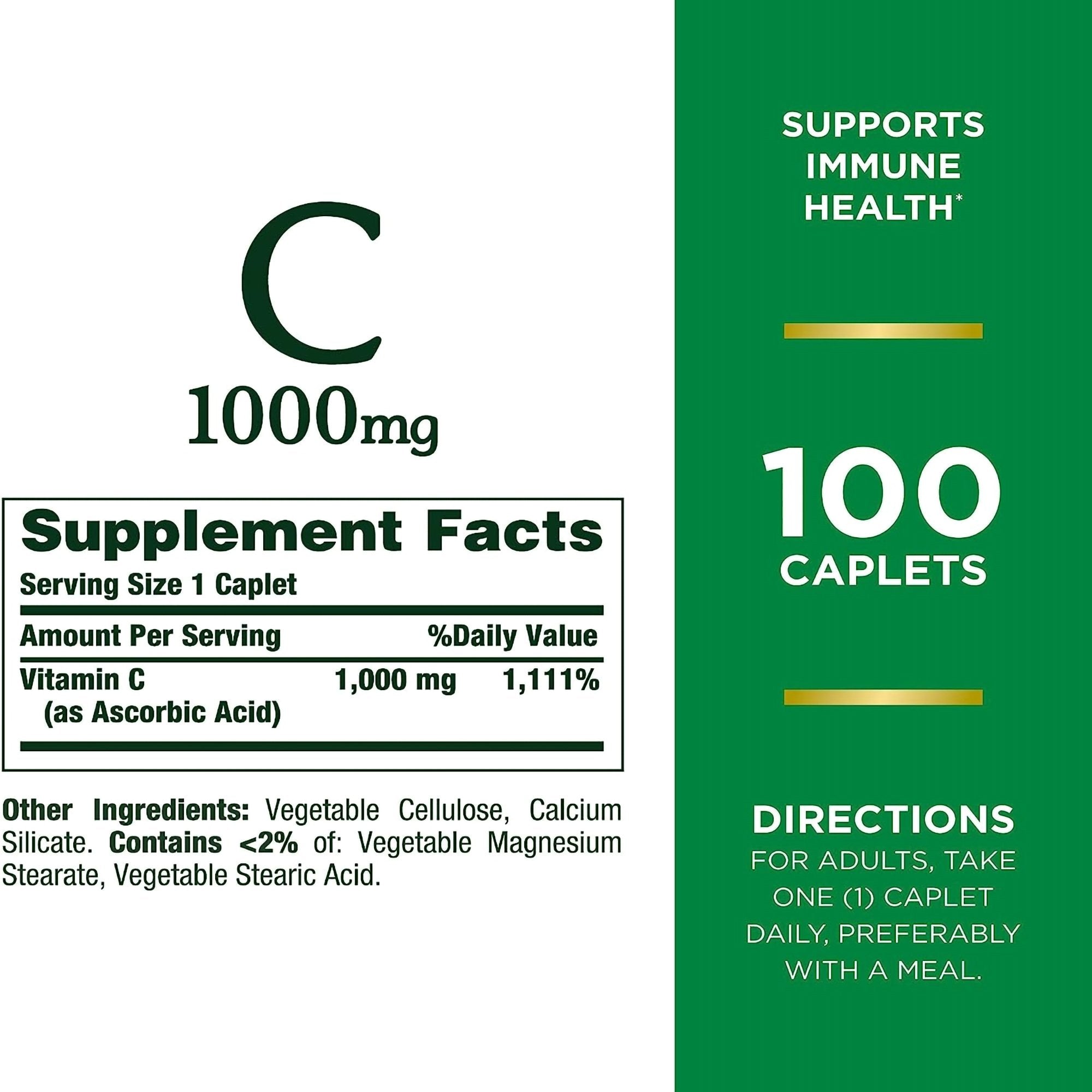 Vitamin C Supplement Nature's Bounty® 1,000 mg Strength Capsule 100 per Bottle (1 Unit)