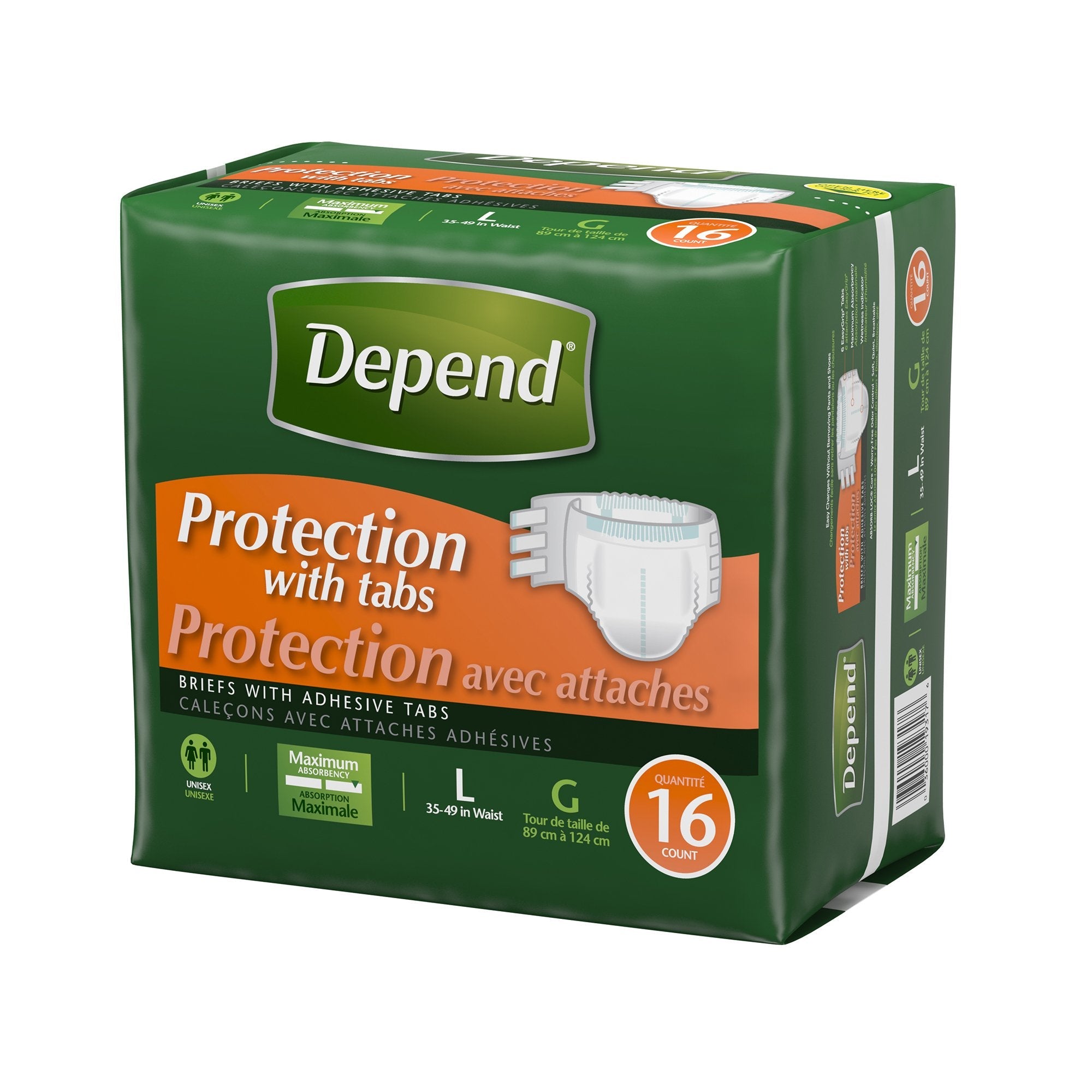 Depend® Maximum Incontinence Brief, Large (16 Units)