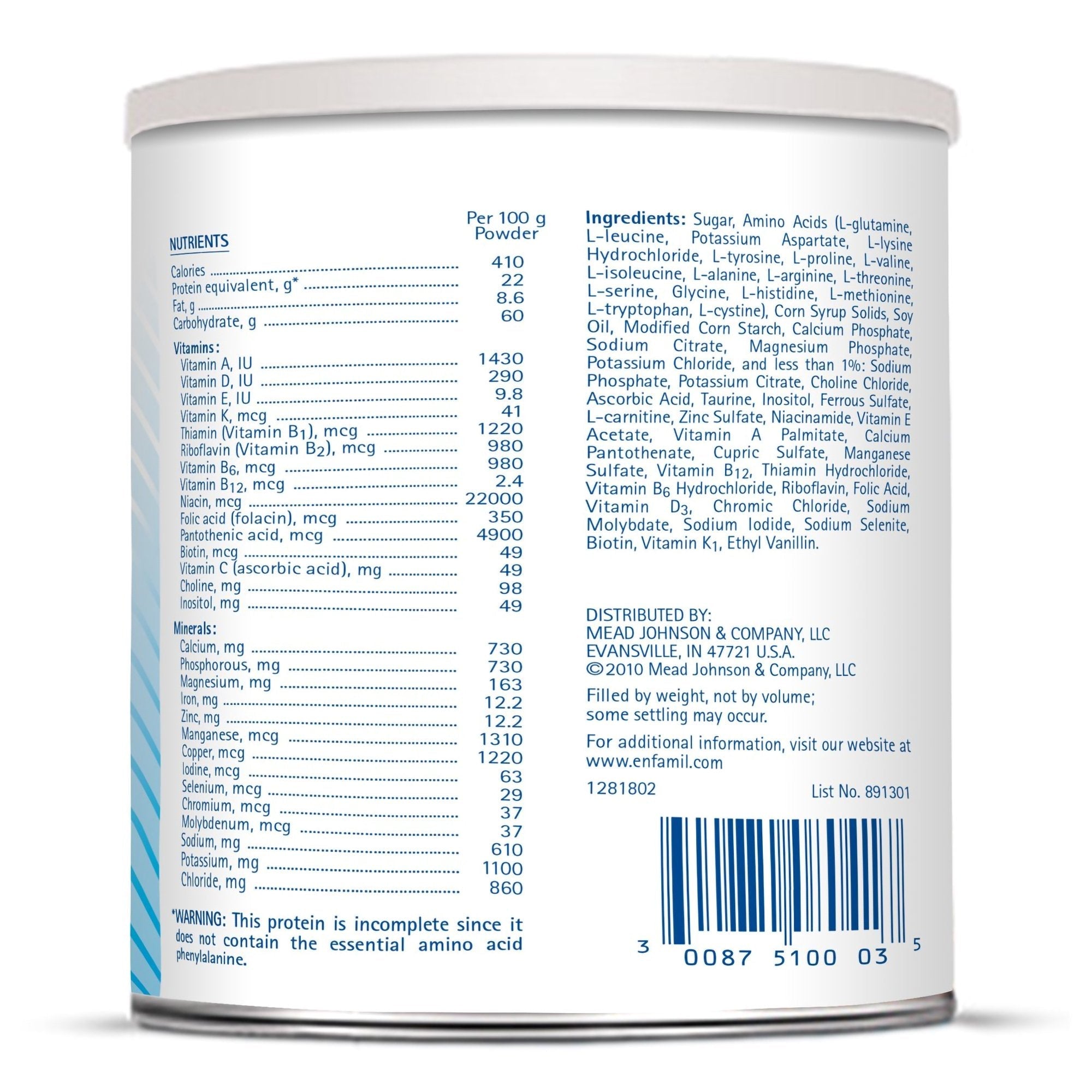 Phenyl-Free® 2 Vanilla Medical Food for the Dietary Management of PKU, 1 lb. Can (1 Unit)