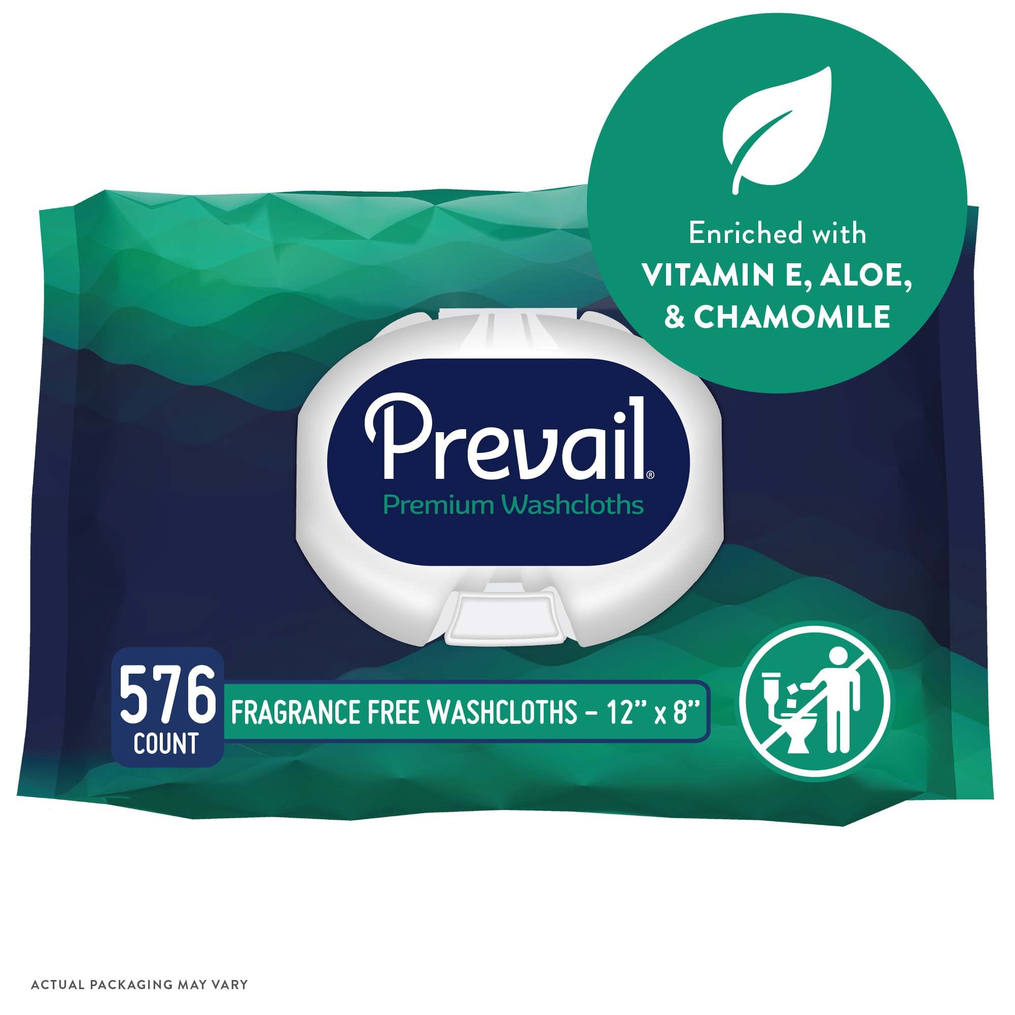 Prevail Adult Washcloths with Aloe & Vitamin E, Unscented - 576 Pack