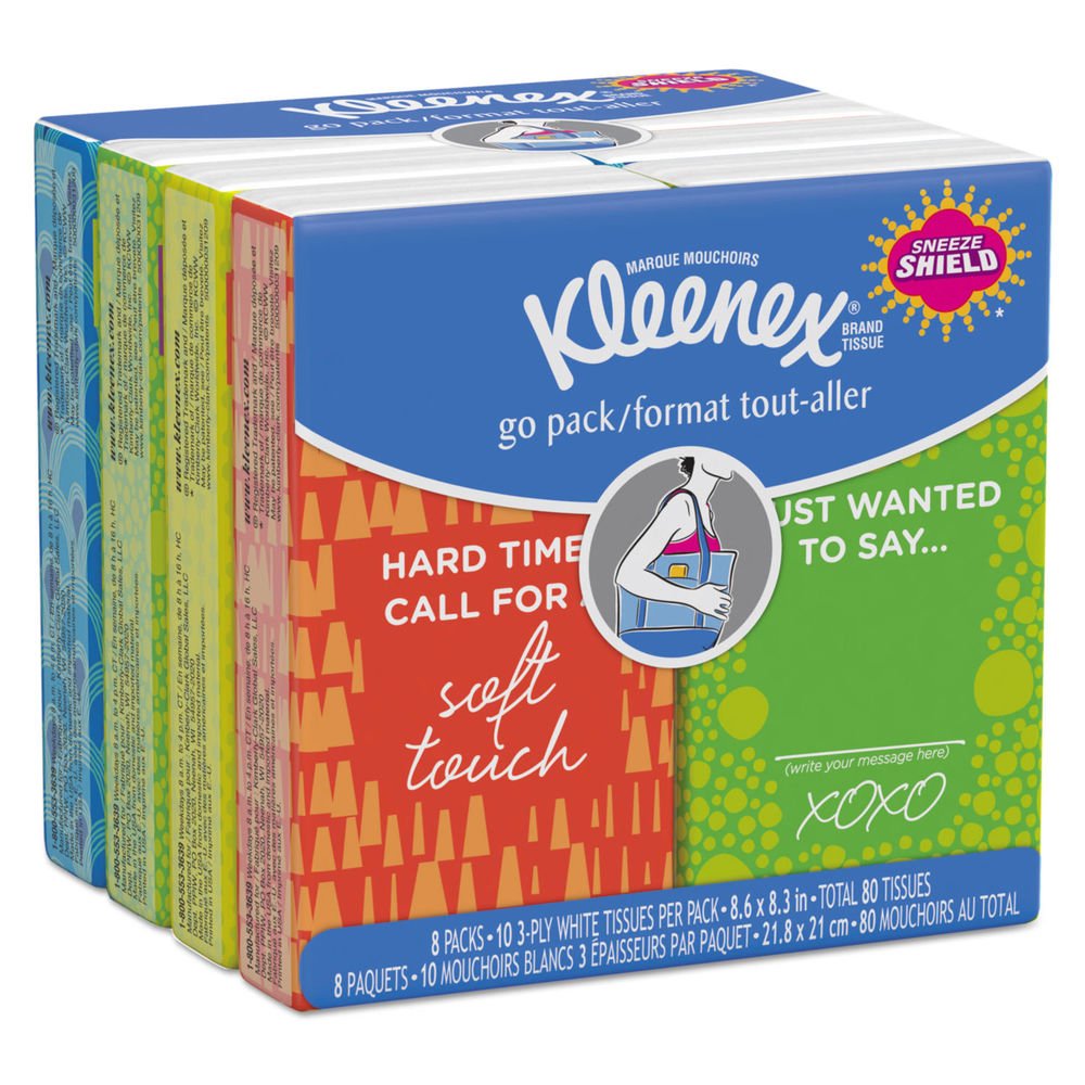 Kleenex® Pocket Pack Facial Tissue, 10 per Pack (8 Units)