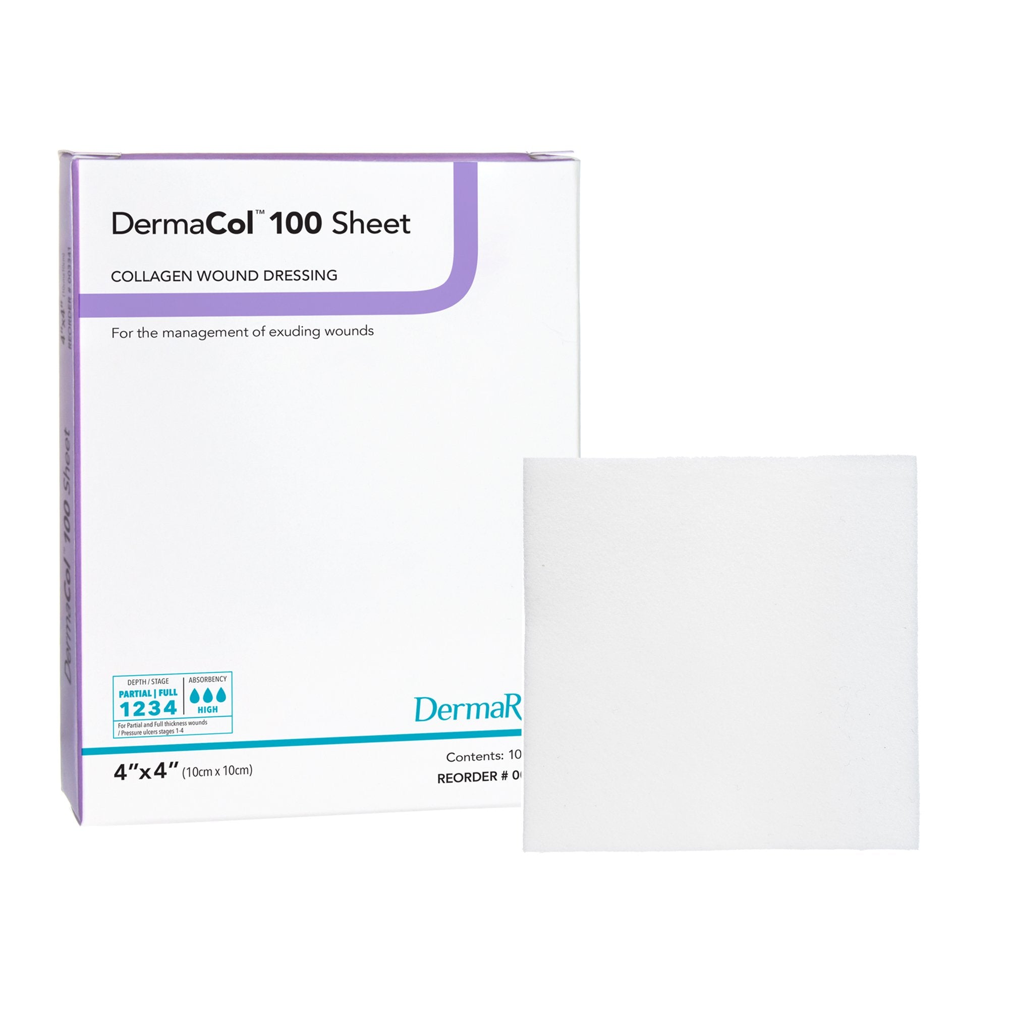 DermaCol™ 100 Collagen Dressing, 4 x 4 Inch (10 Units)