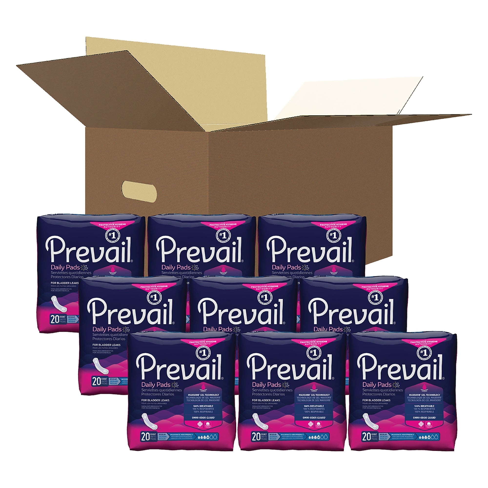 Prevail® Daily Moderate Bladder Control Pads, 9¼" - 180 Pack