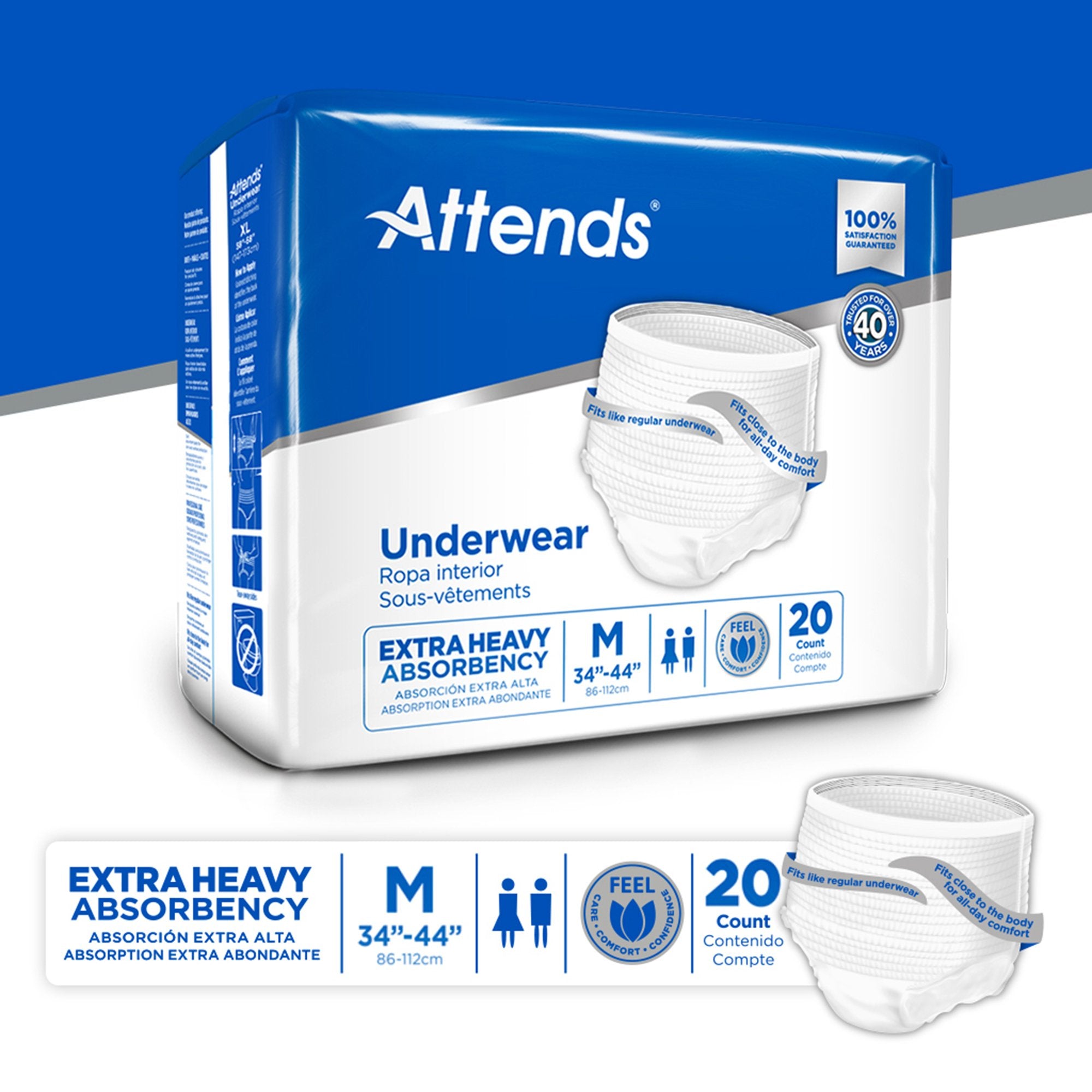 Attends® Care Moderate Absorbent Underwear, Regular (80 Units)