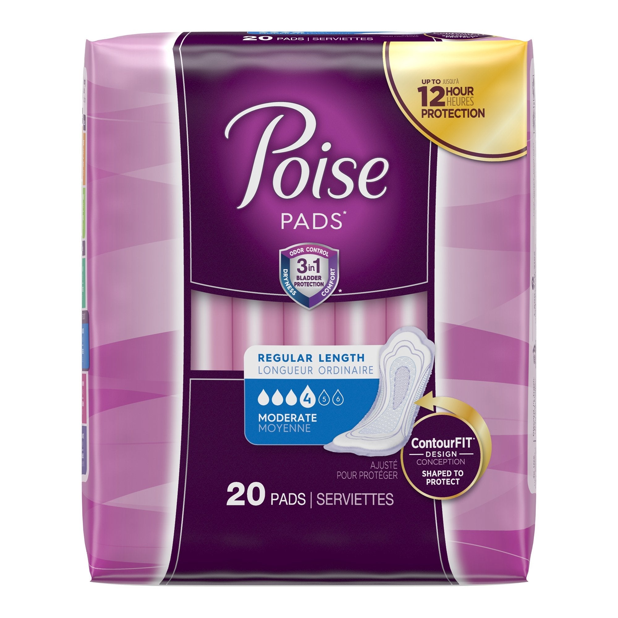 Poise Bladder Control Pads, Adult Women, Disposable (20 Units)