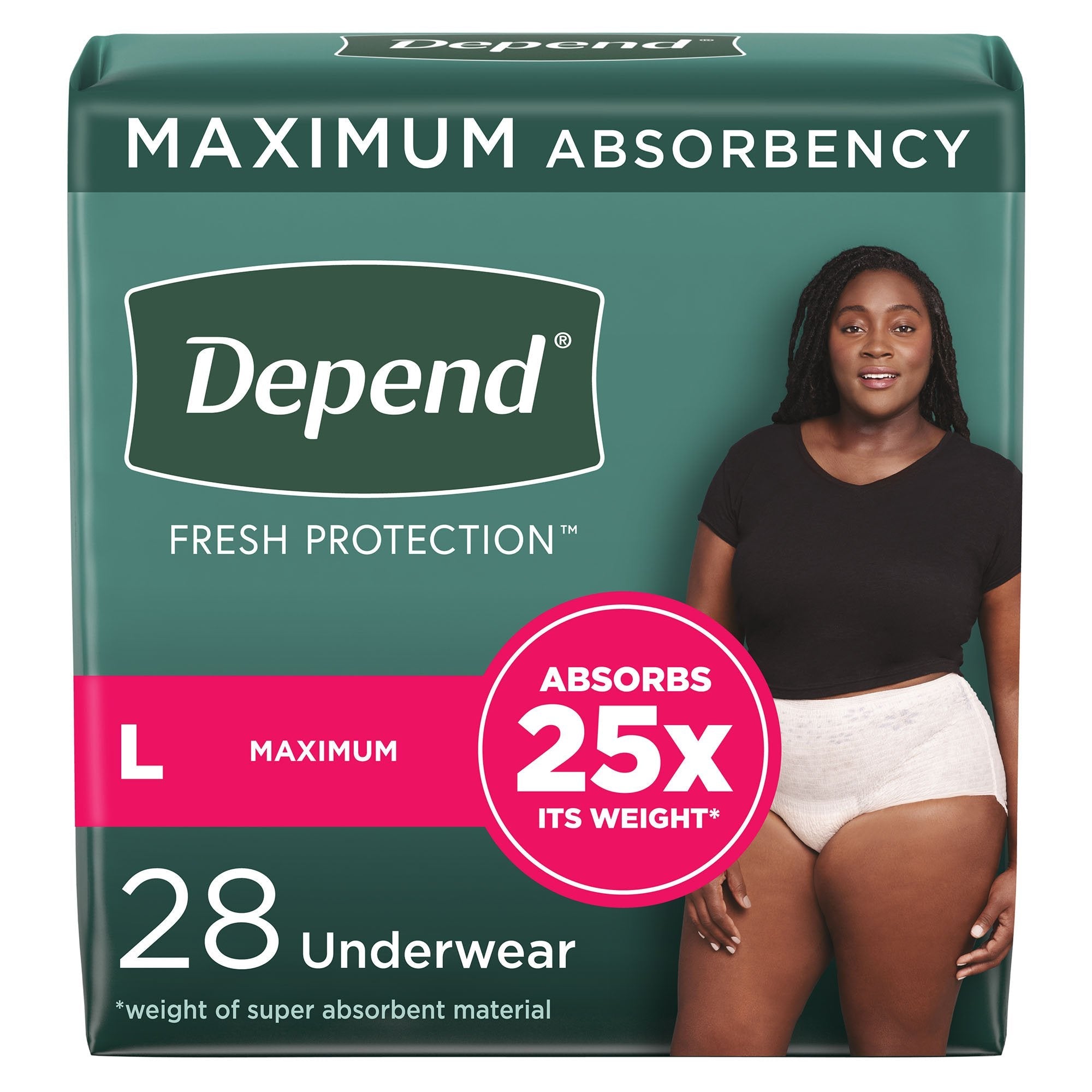 Depend® FIT-FLEX® Womens Absorbent Underwear, Large, Blush (28 Units)