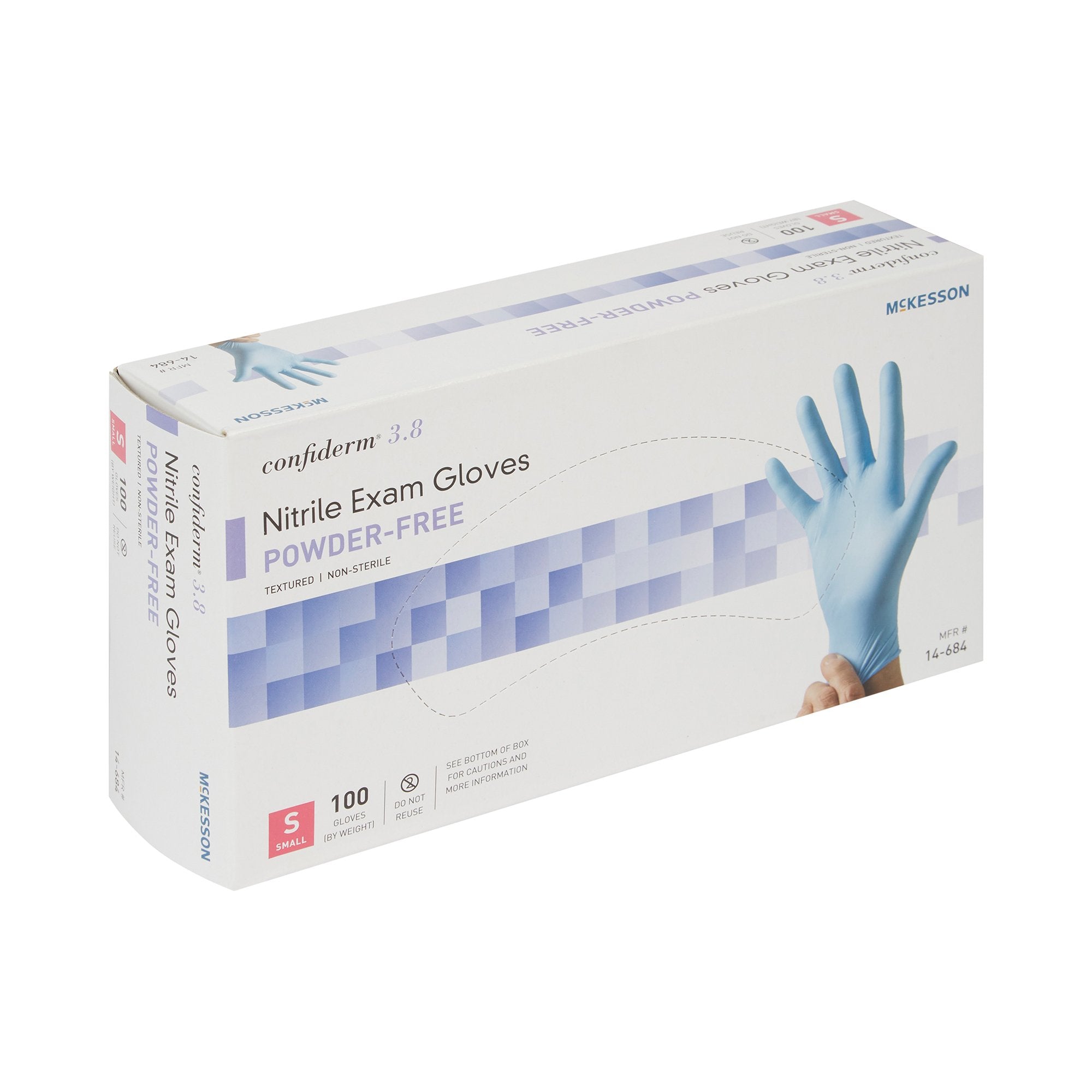 McKesson Confiderm® 3.8 Small Nitrile Exam Gloves, Blue - 100 Pack