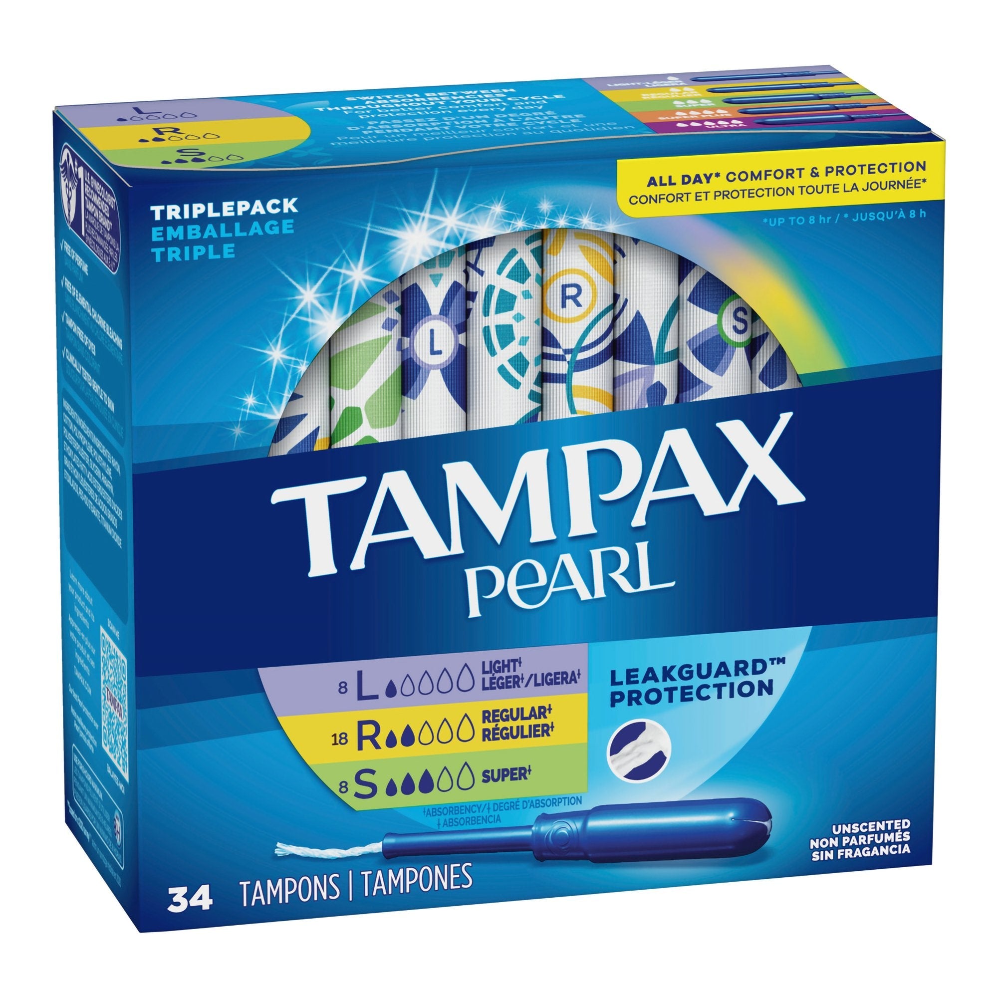 Tampon Tampax® Pearl Light / Regular / Super Absorbency Plastic Applicator Individually Wrapped (1 Unit)