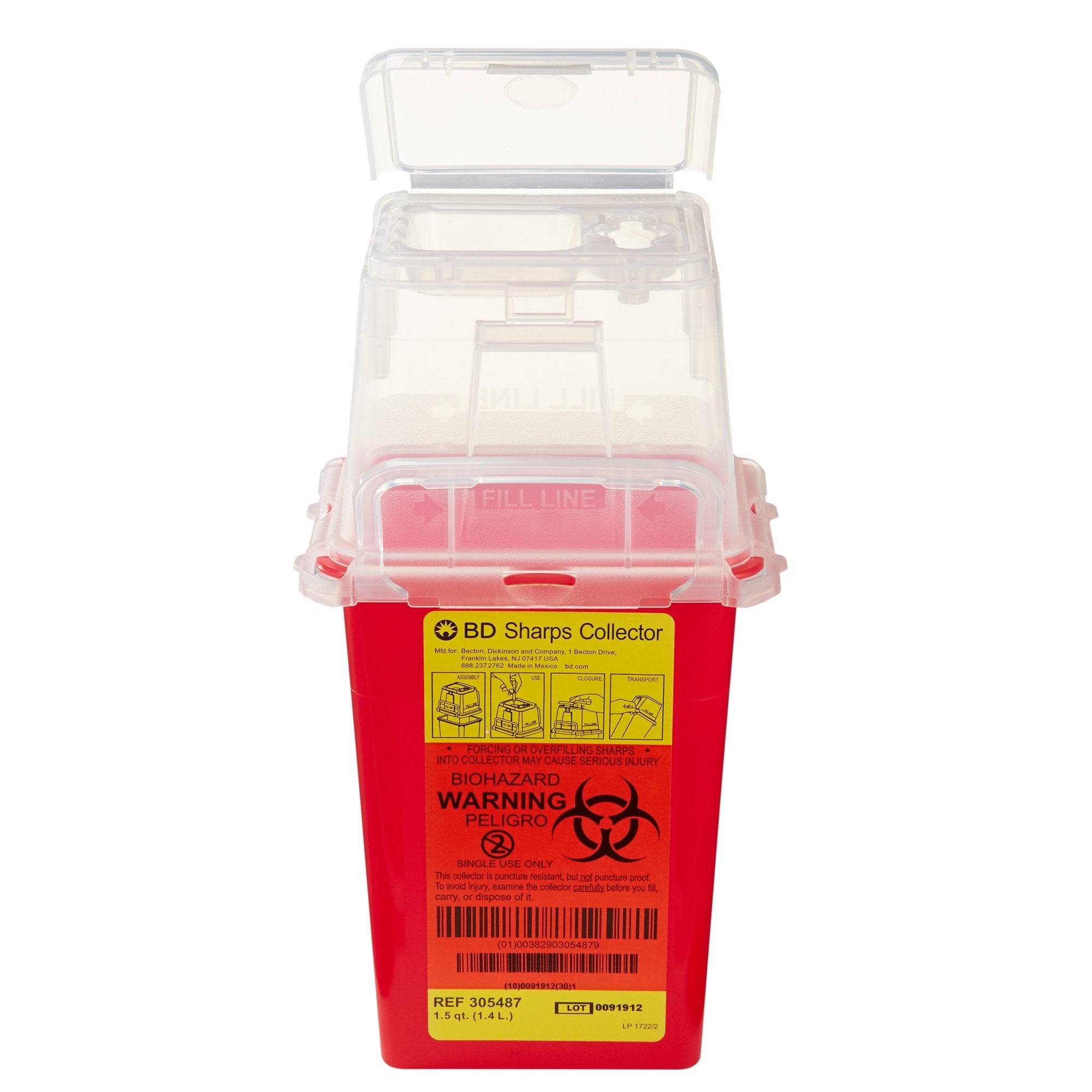 BD Phlebotomy Sharps Container, 1-1/2 Quart, 9 x 4-1/2 x 4 Inch (36 Units)