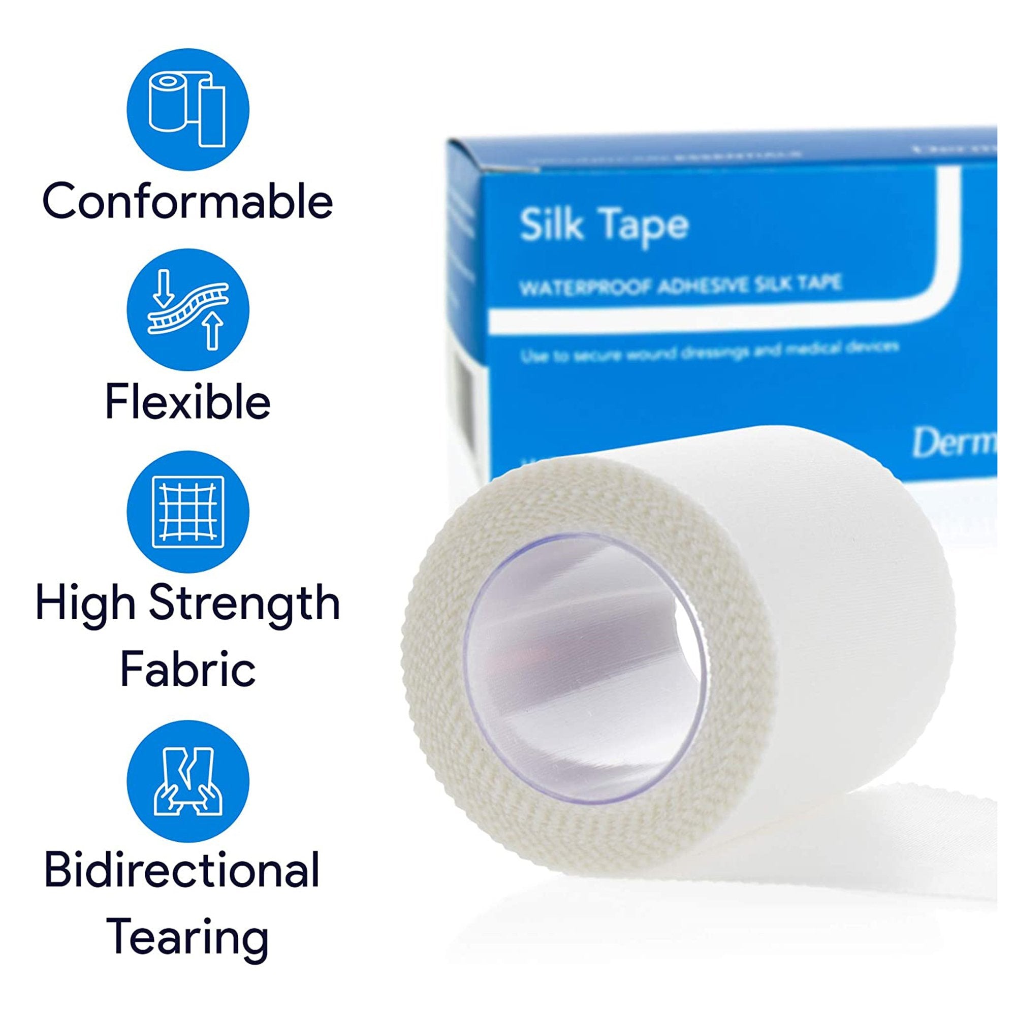 Silk Tape Silk-Like Cloth Medical Tape, 2 Inch x 10 Yard, White (6 Units)