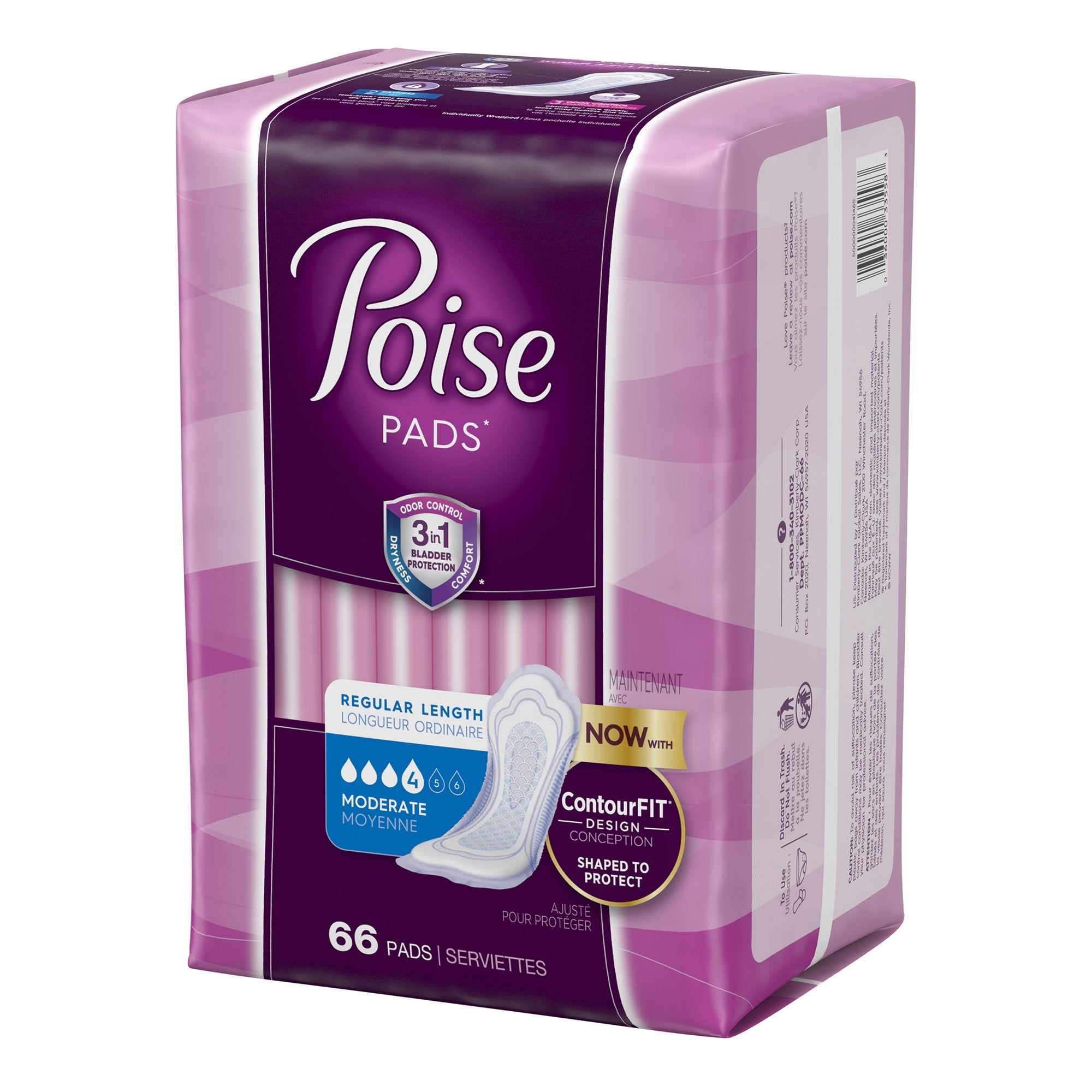 Poise® Moderate Bladder Control Pad, Regular Length (132 Units)