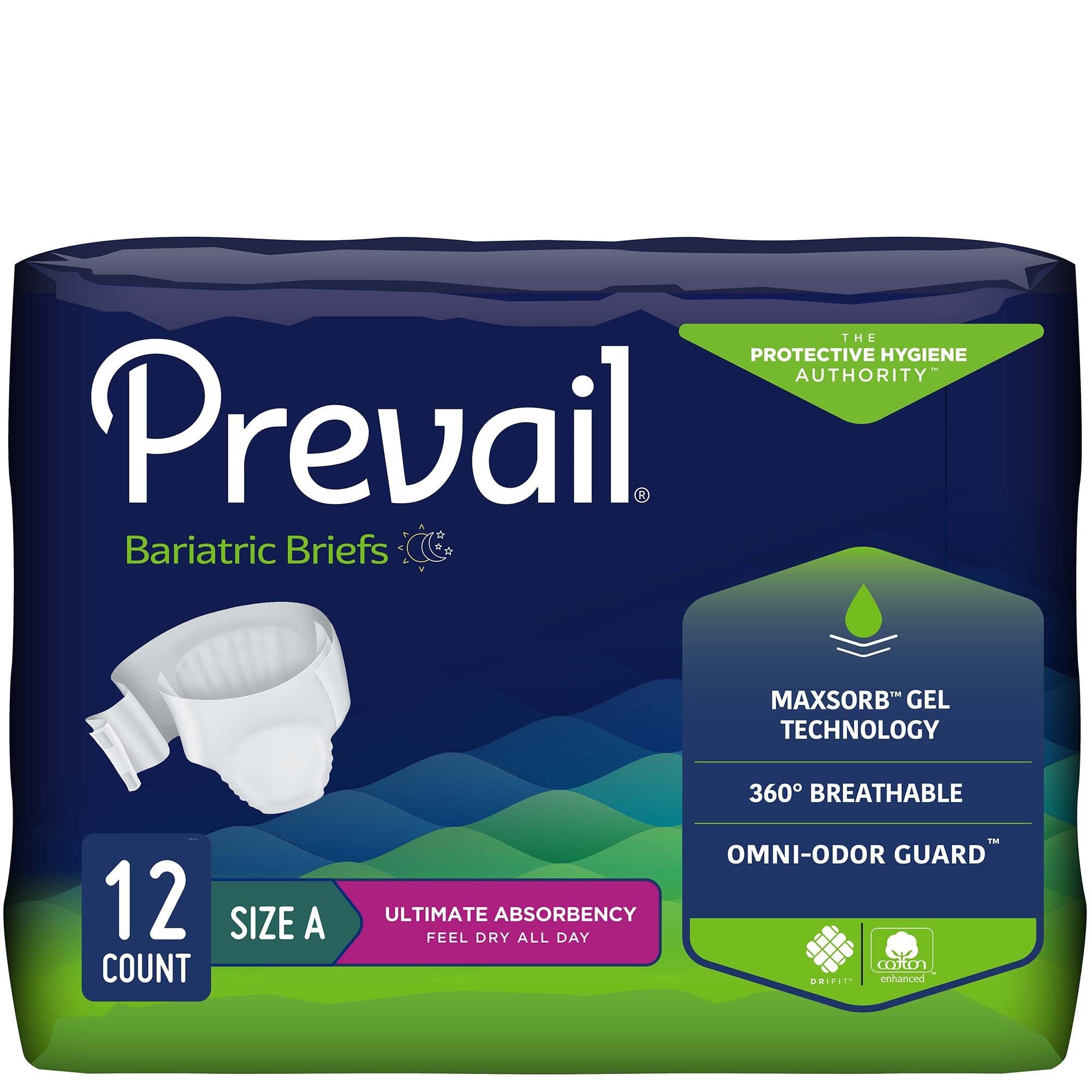 Prevail® Bariatric Ultimate Absorbency Incontinence Briefs, Size A