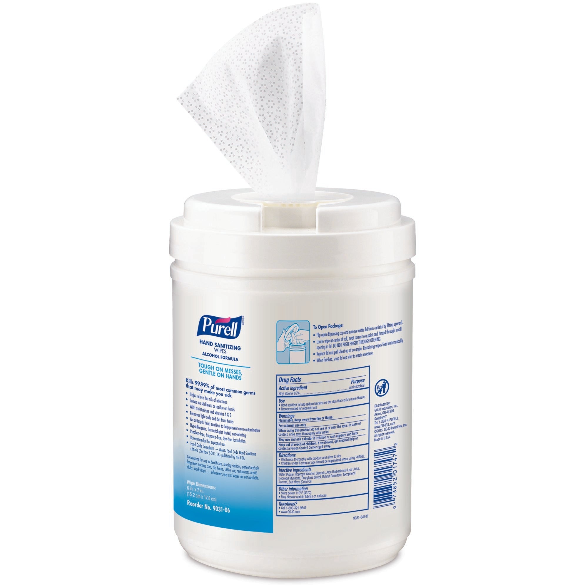 GOJO Purell Hand Sanitizing Wipes, Ethyl Alcohol Wipe Canister (1 Unit)