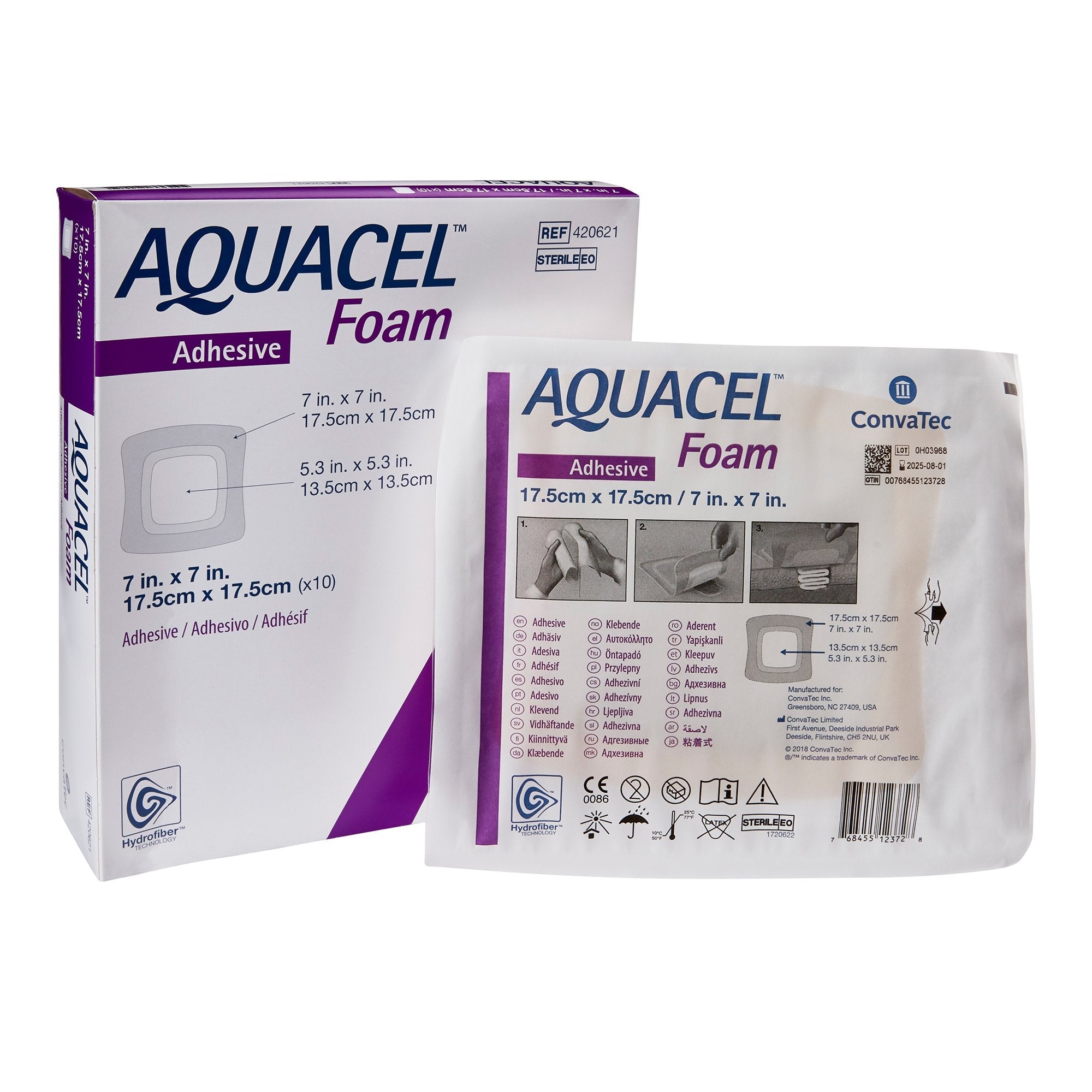 Aquacel® Silicone Adhesive with Border Silicone Foam Dressing, 7 x 7 Inch (1 Unit)